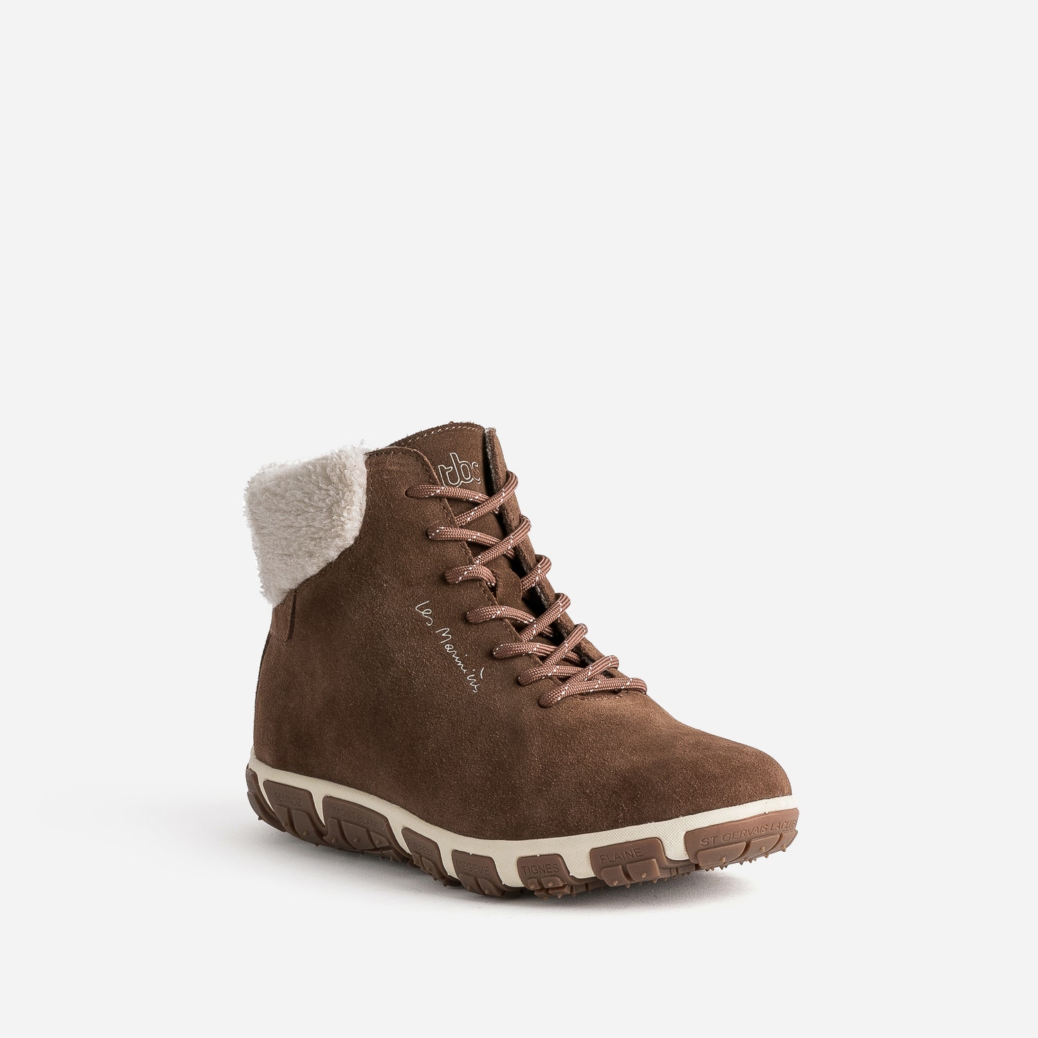 Boots à lacet TBS camel en cuir velours fourré