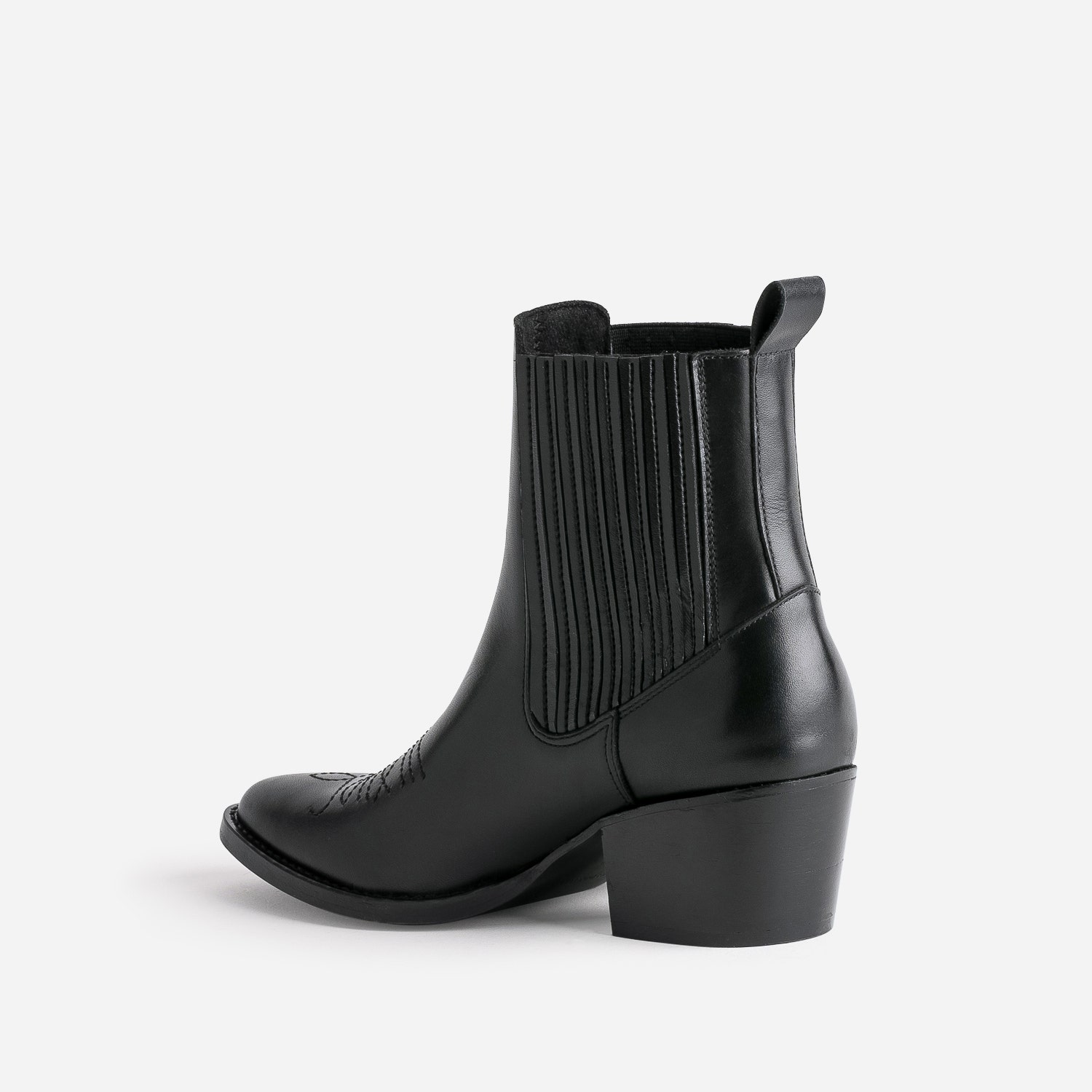 Chelsea boots santiag noir éco-conçu en cuir