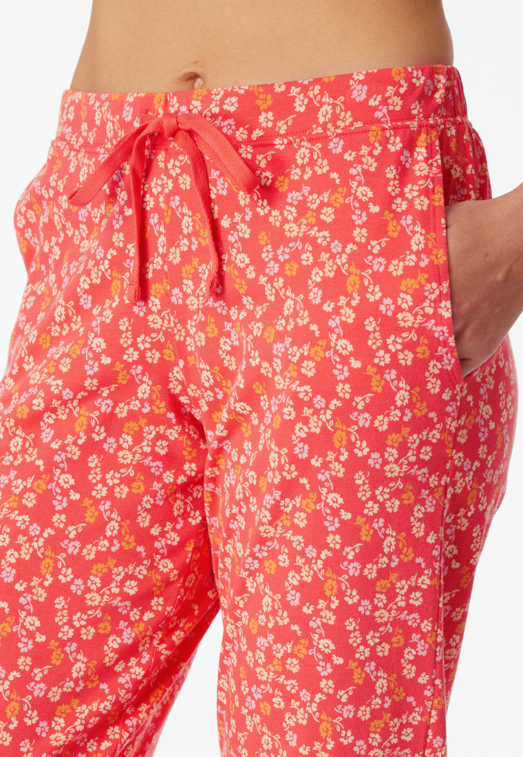 Hose 3/4-lang Blumen rot - Mix+Relax