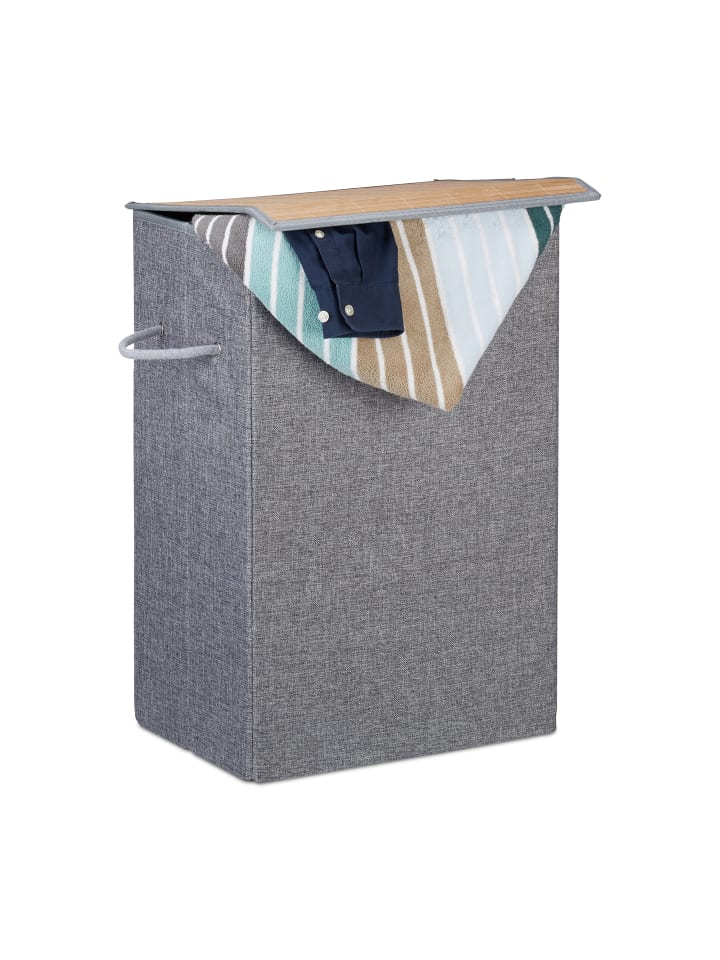 relaxdays Wäschekorb in Grau - (B)40 x (H)60 x (T)30 cm günstig kaufen onesize
