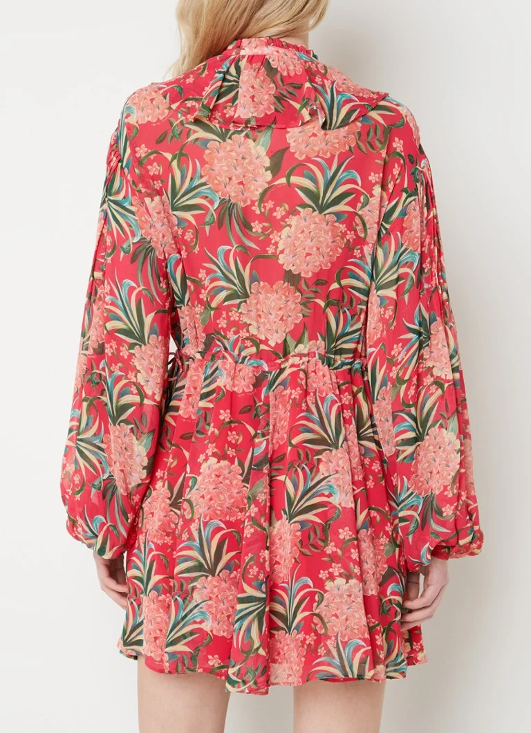Vestido túnica con estampado floral de piñas y mangas abullonadas de Farm Rio