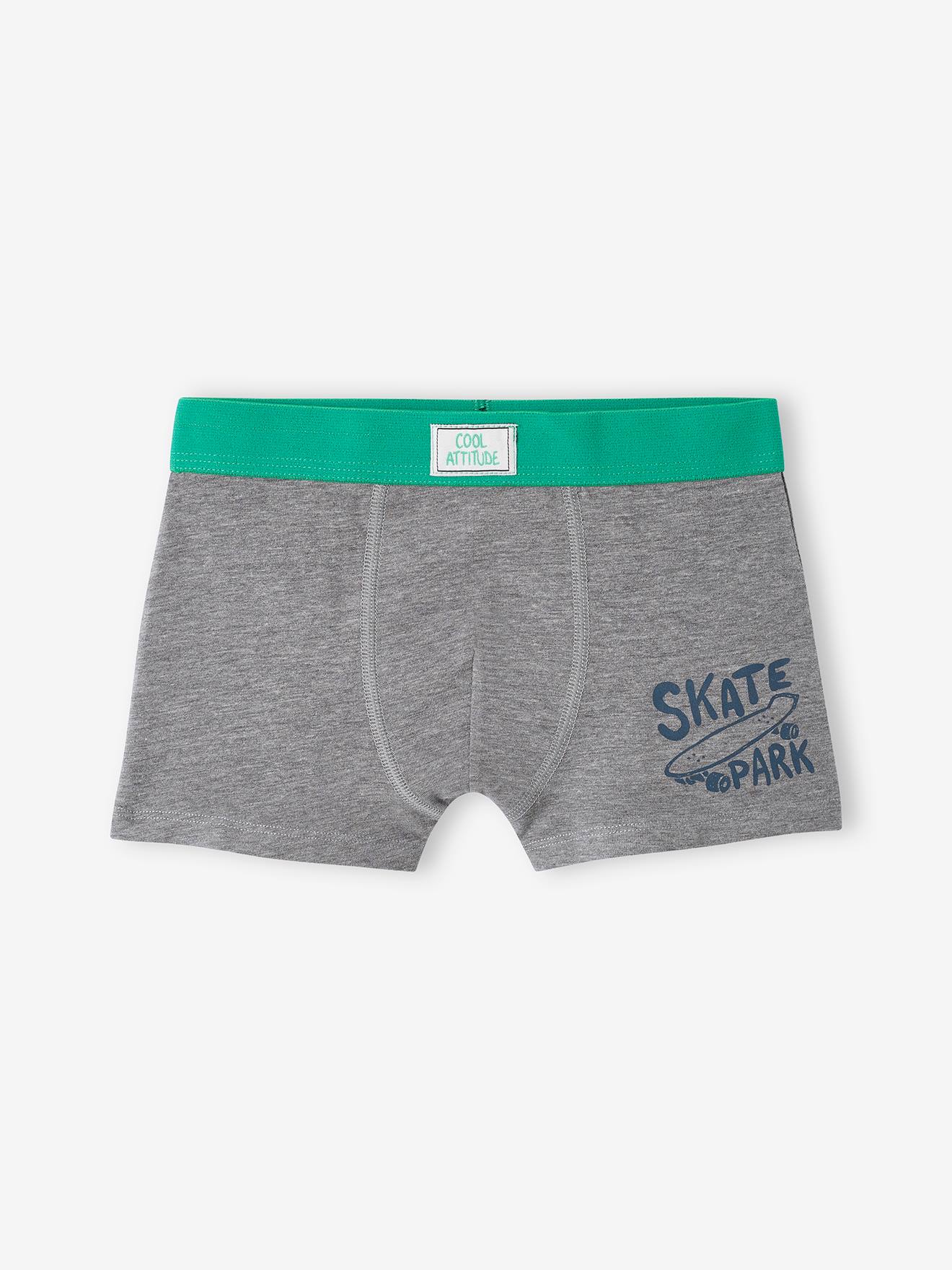 Vertbaudet 5er-Pack Jungen Boxershorts aus Stretch, Skater - grün
