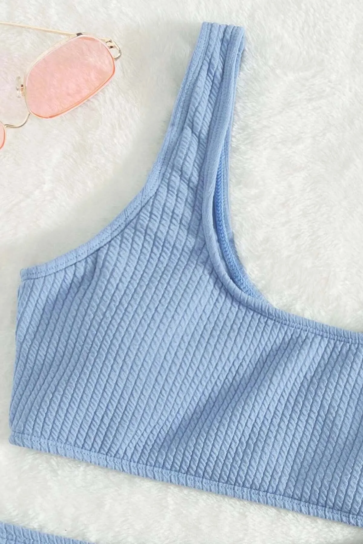 Angelsin  Beruflic Tankini-Bikinioberteil aus Spezialkordelstoff, Blau