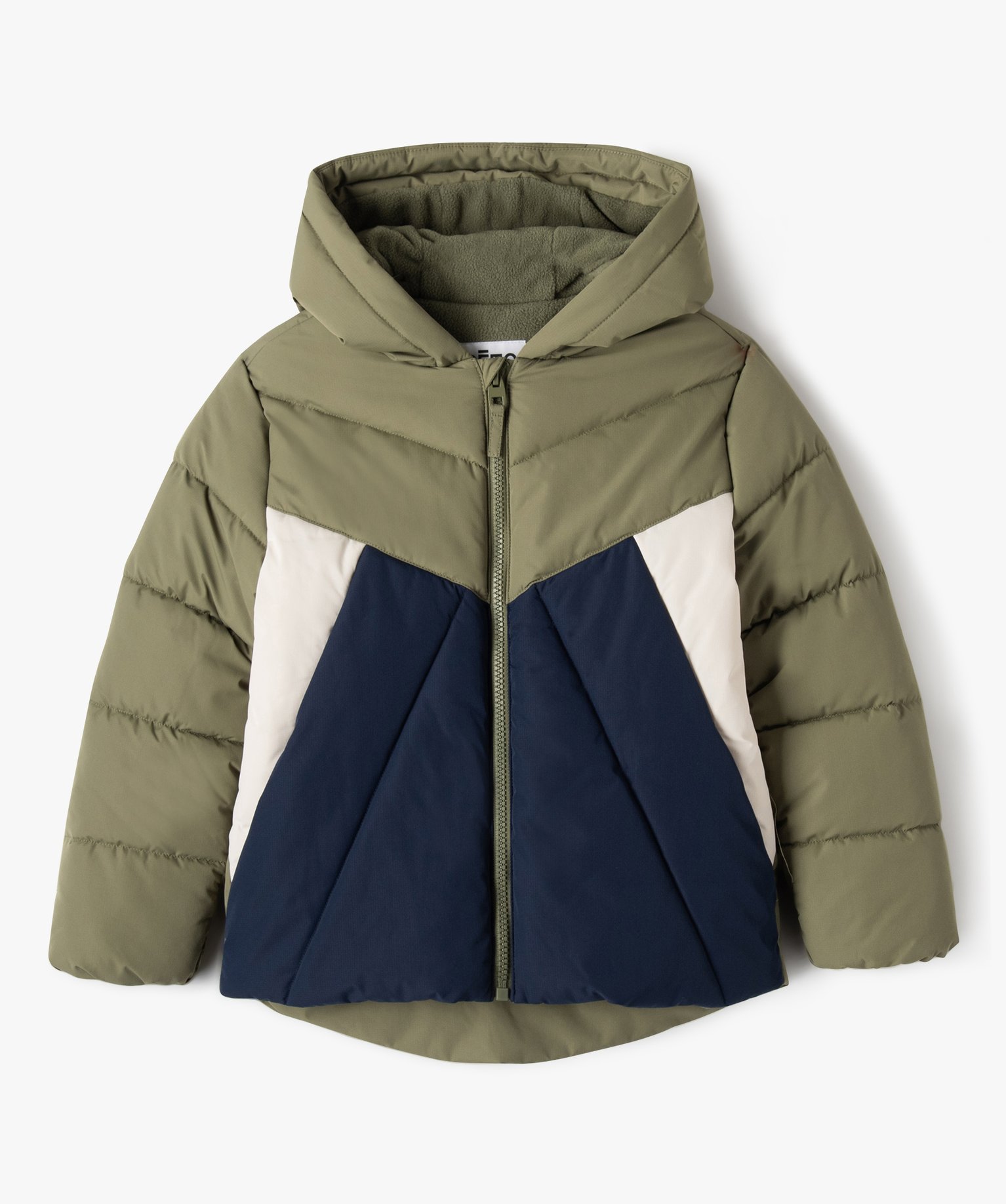Blouson matelassé à capuche avec doublure polaire Garçon kaki | GEMO