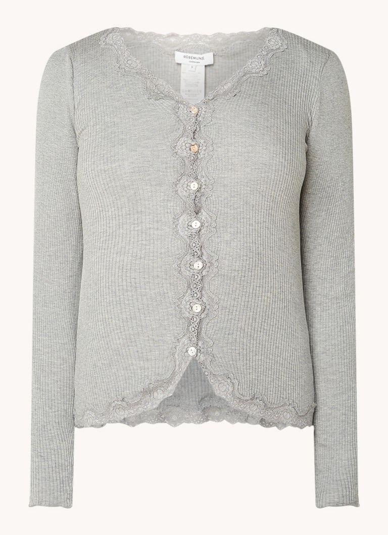 Rosemunde Babette -uurrettu neuletakki silkkisekoitteesta, jossa pitsikoristeita