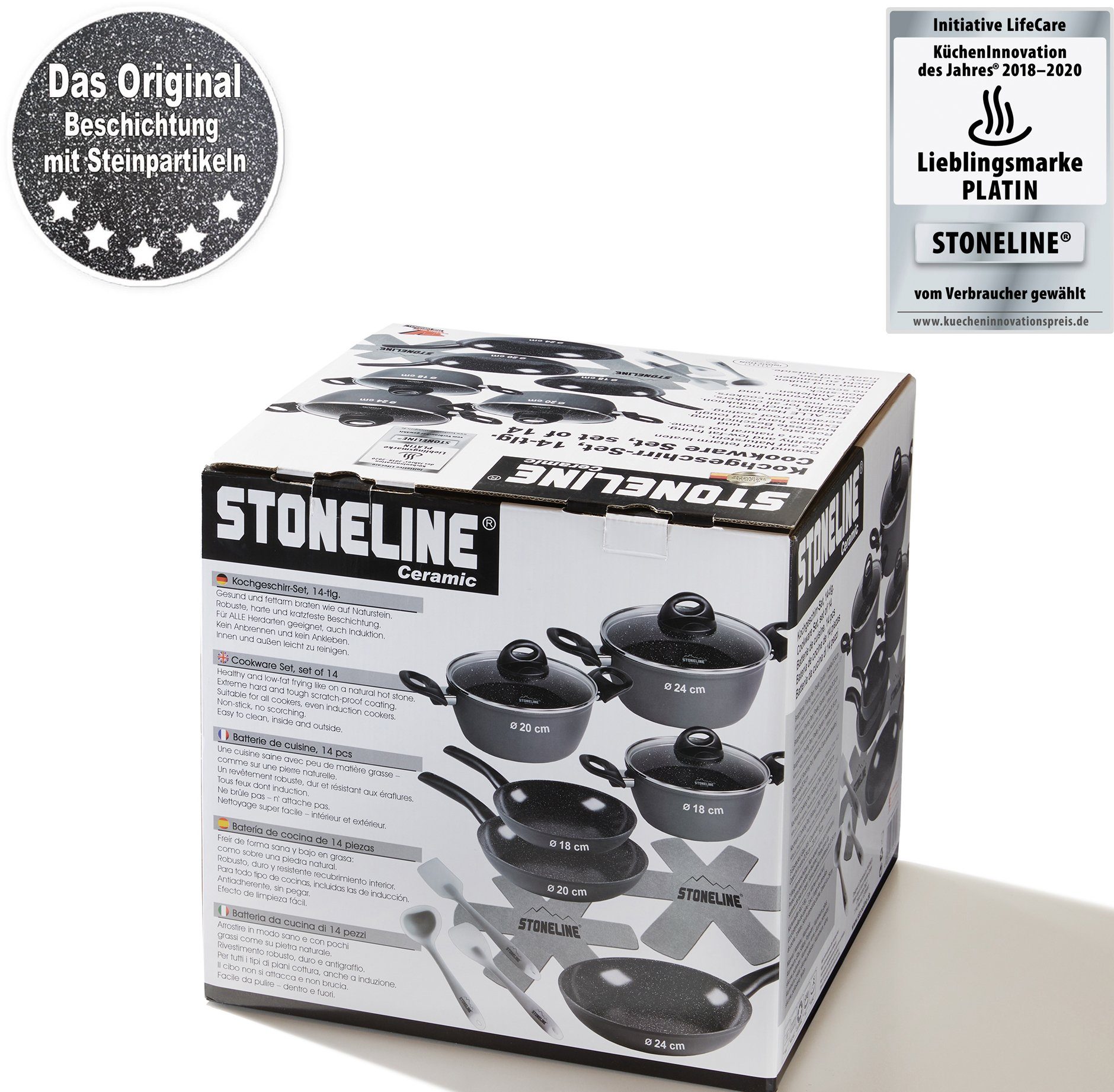 STONELINE Topf-Set, Aluminium (Set, 14-tlg), Keramik-Antihaftbeschichtung, Induktion