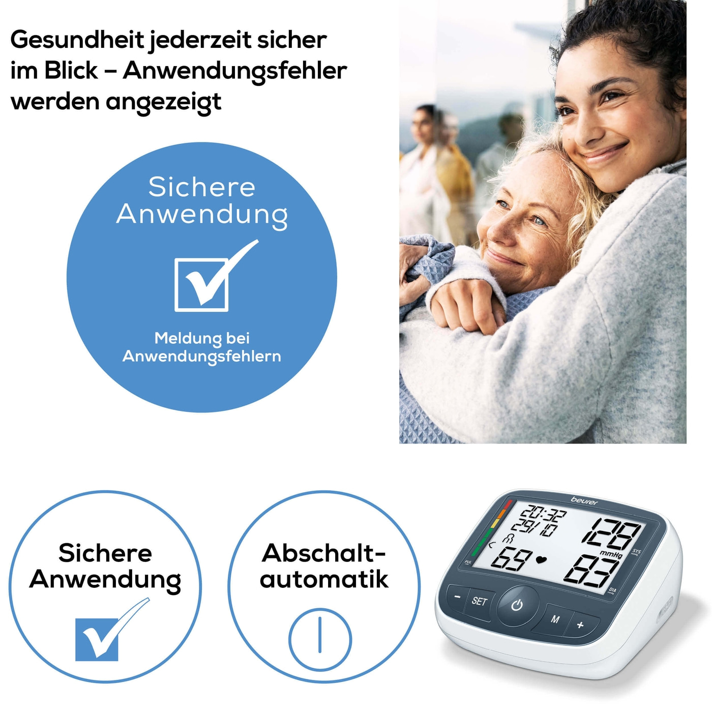Beurer Oberarm-Blutdruck-messgerät BM 40-Vollautomatische Blutdruck- & Pulsmessung mit XL-Display