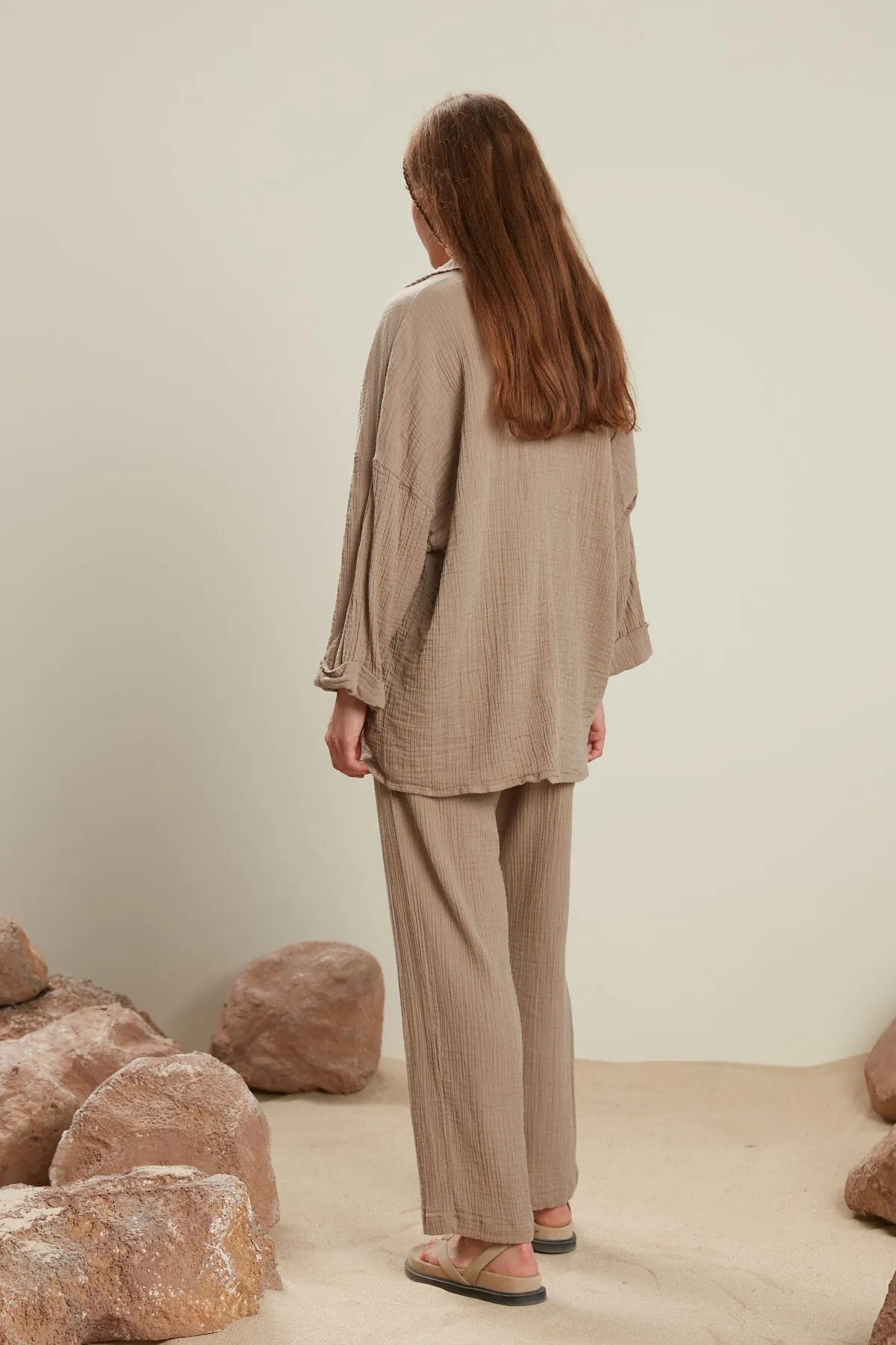 Manuka  MUSSELIN-HEMDJACKE GRAU