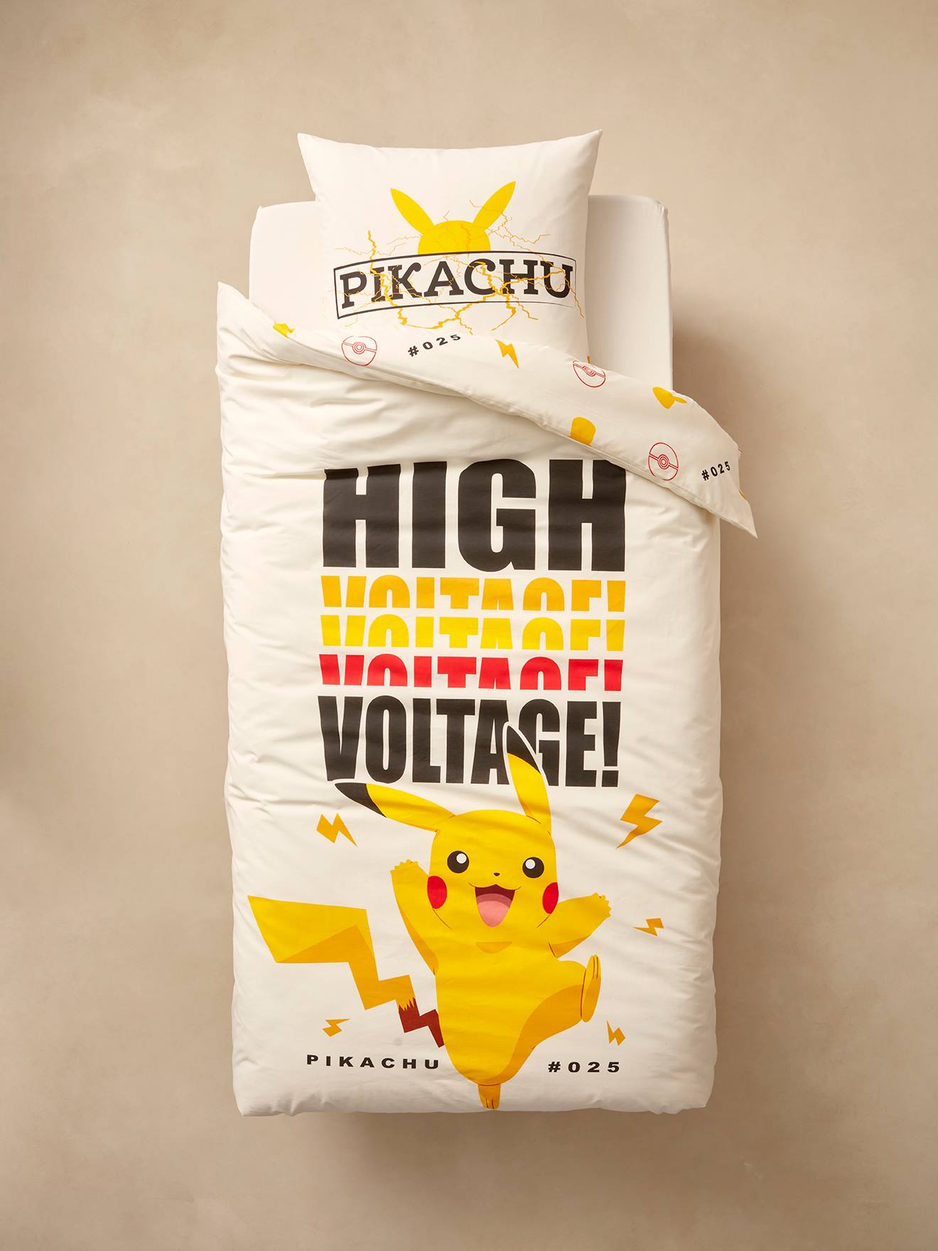 Parure housse de couette + taie d'oreiller enfant Pokemon® Voltage blanc