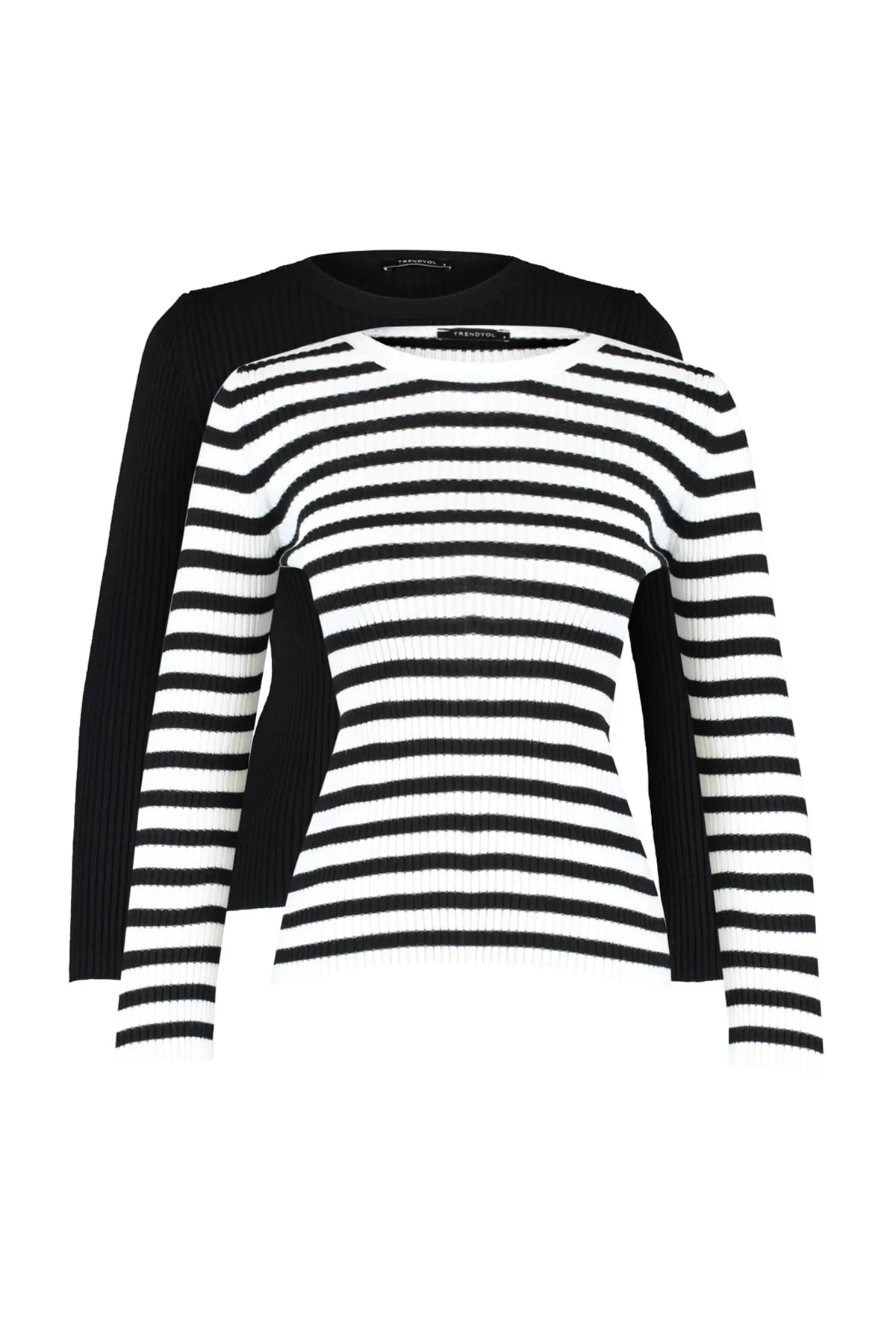 Trendyol Collection  Schwarz-mehrfarbige Strickpullover im Doppelpack TWOAW22KZ1766
