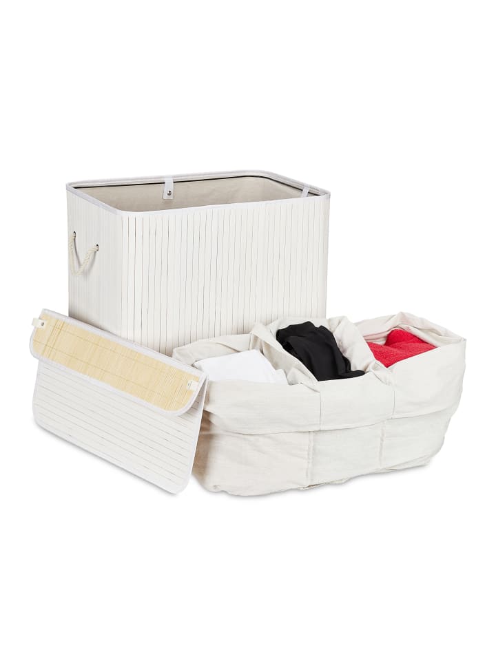 relaxdays Wäschekorb in Weiß - (B)62,5 x (H)62 x (T)42,5 cm günstig kaufen onesize