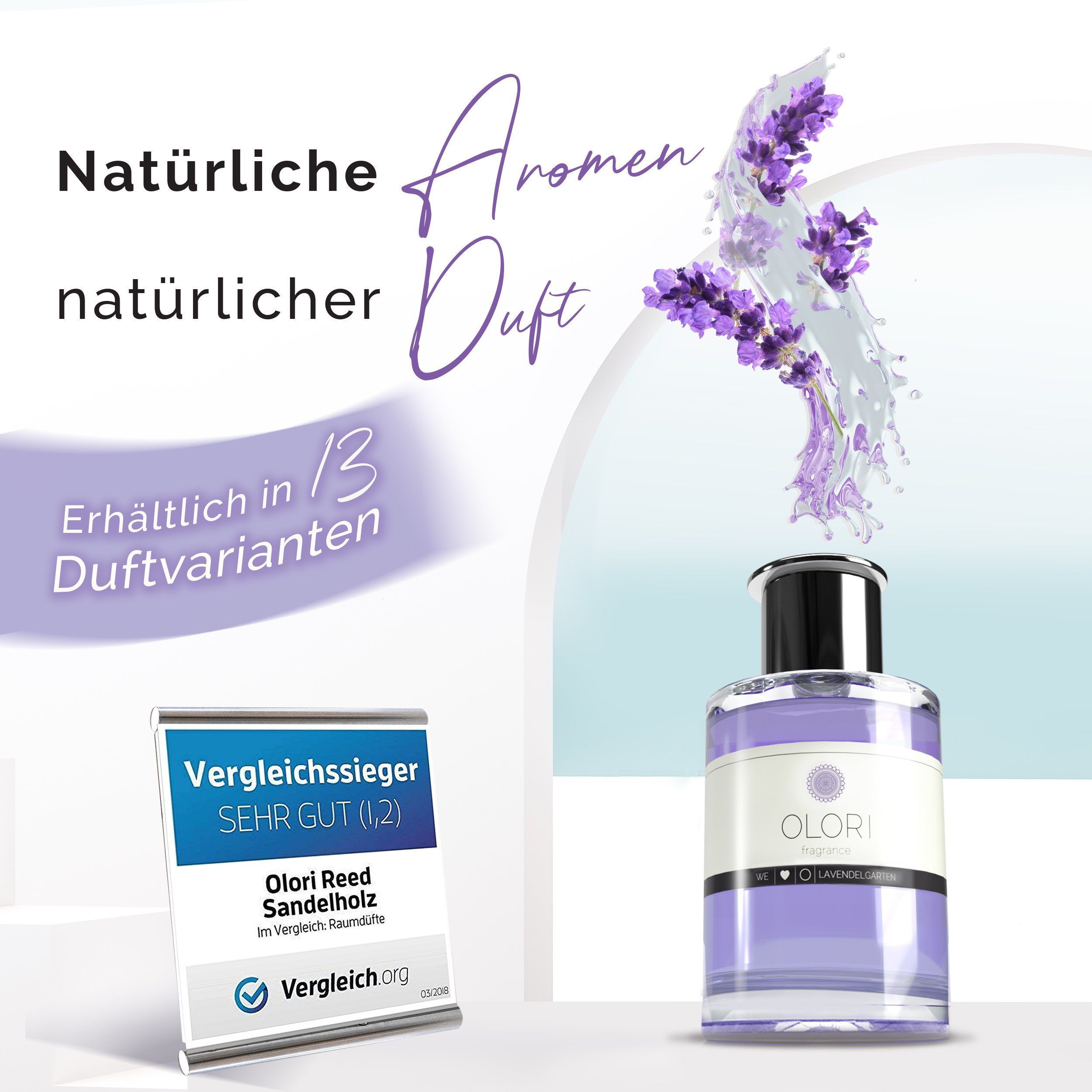 OLORI Raumduft Diffuser I Lavendel I mit ätherischen Ölen I 200 ml (1-St)