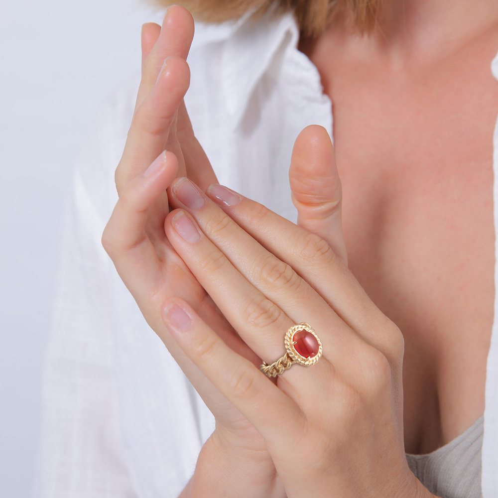 Elli PREMIUM Elli PREMIUM Bague Femmes Solitaire Classique Optique de Chaîne avec Onyx en arge Bague