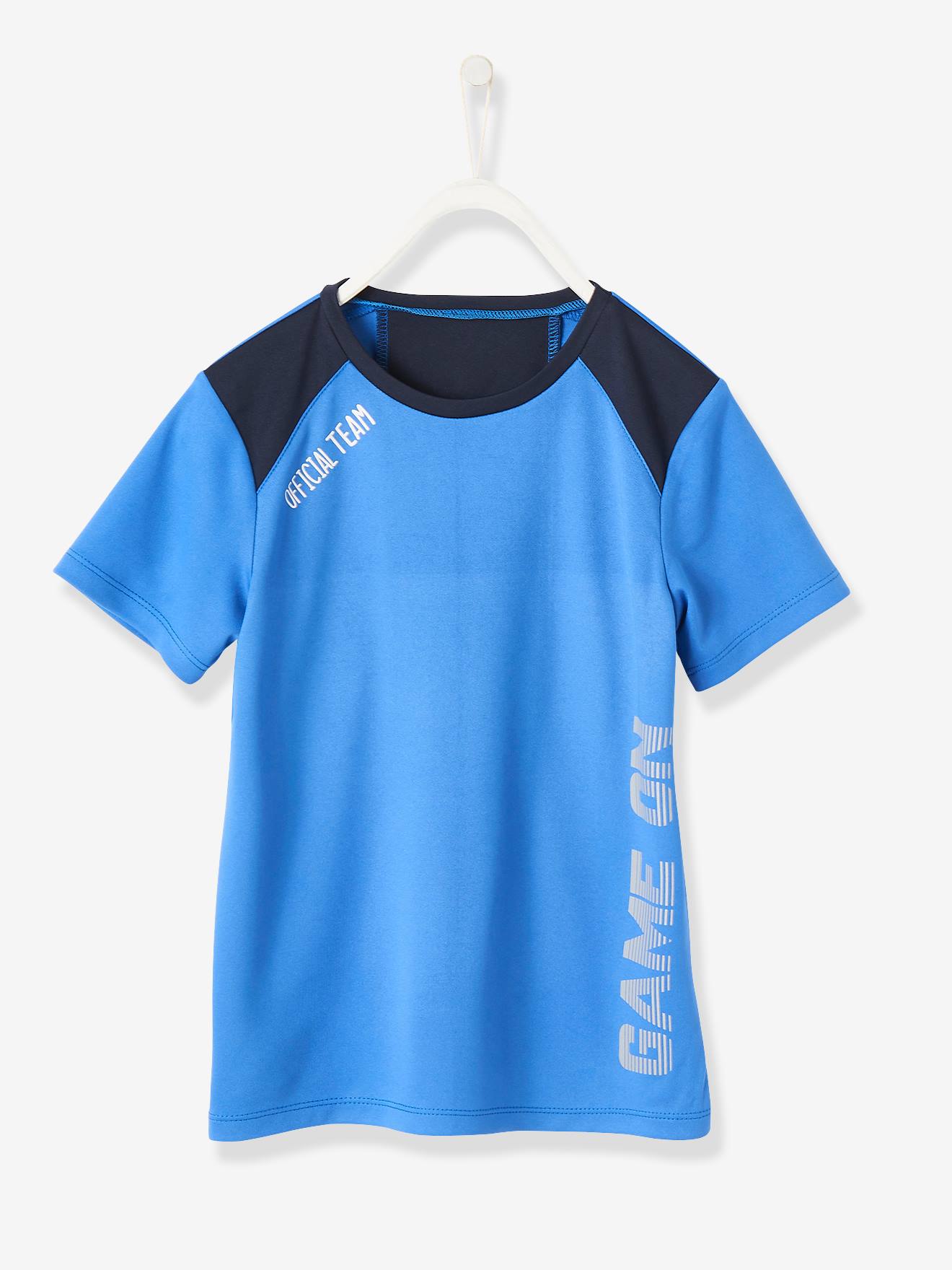 T-shirt de sport garçon matière technique effet colorblock noir