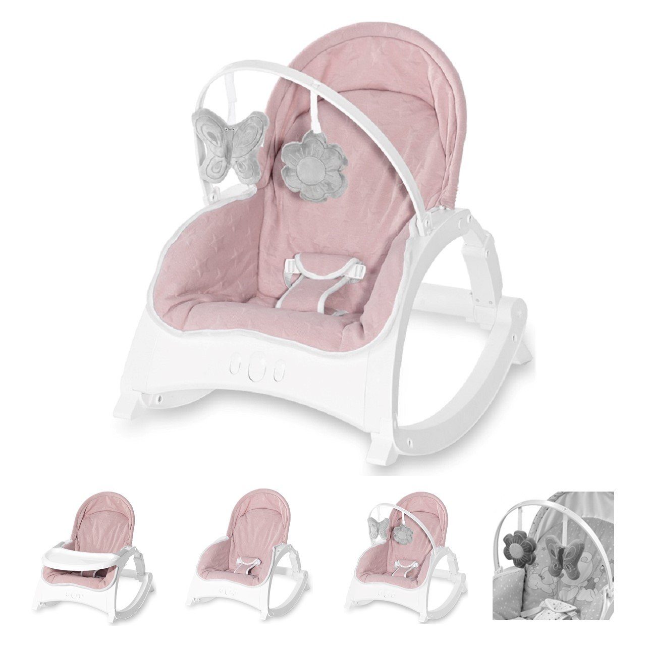 Lorelli Babywippe Baby Rocker, Babywippe ALEX 3 in 1, Tisch Vibrationsfunktion, 4 Melodien