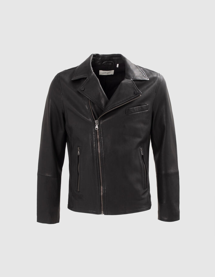 Blouson noir cuir esprit motard Homme