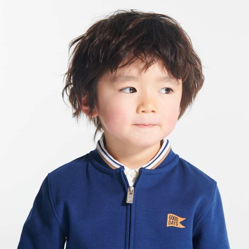Sweat-shirt zippé façon teddy bleu garçon