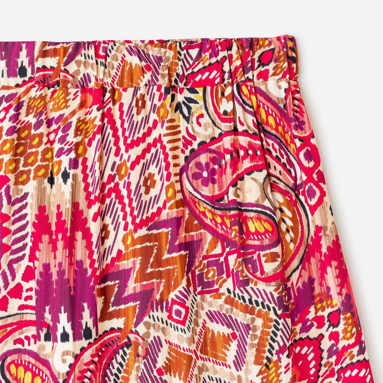 Jupe longue écrue à motif ikat