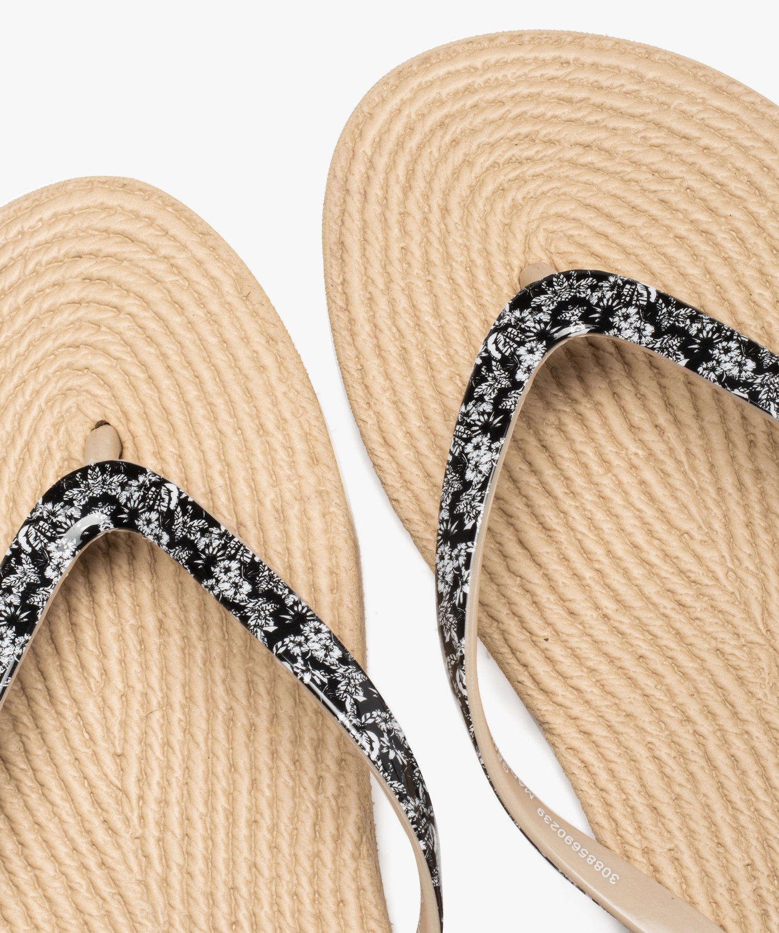 Tongs femme à semelle imitation corde beige | GEMO