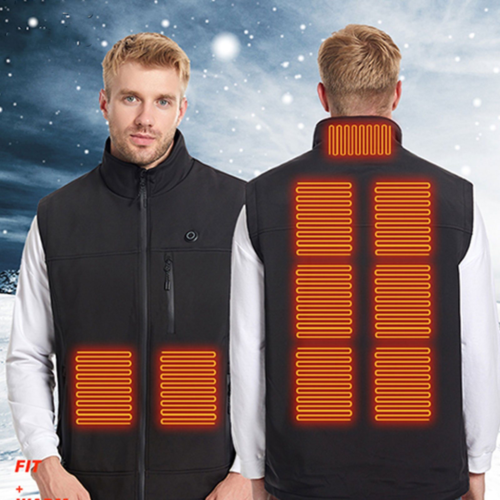 REDOM Funktionsweste Heizweste Wärmeweste Beheizte USB Beheizbare Heizjacke Weste Winter (Weste & Hemd Beheizte Weste, Größe ist verstellbar) 9 Heizzone, 3 einstellbare Wärmestufe