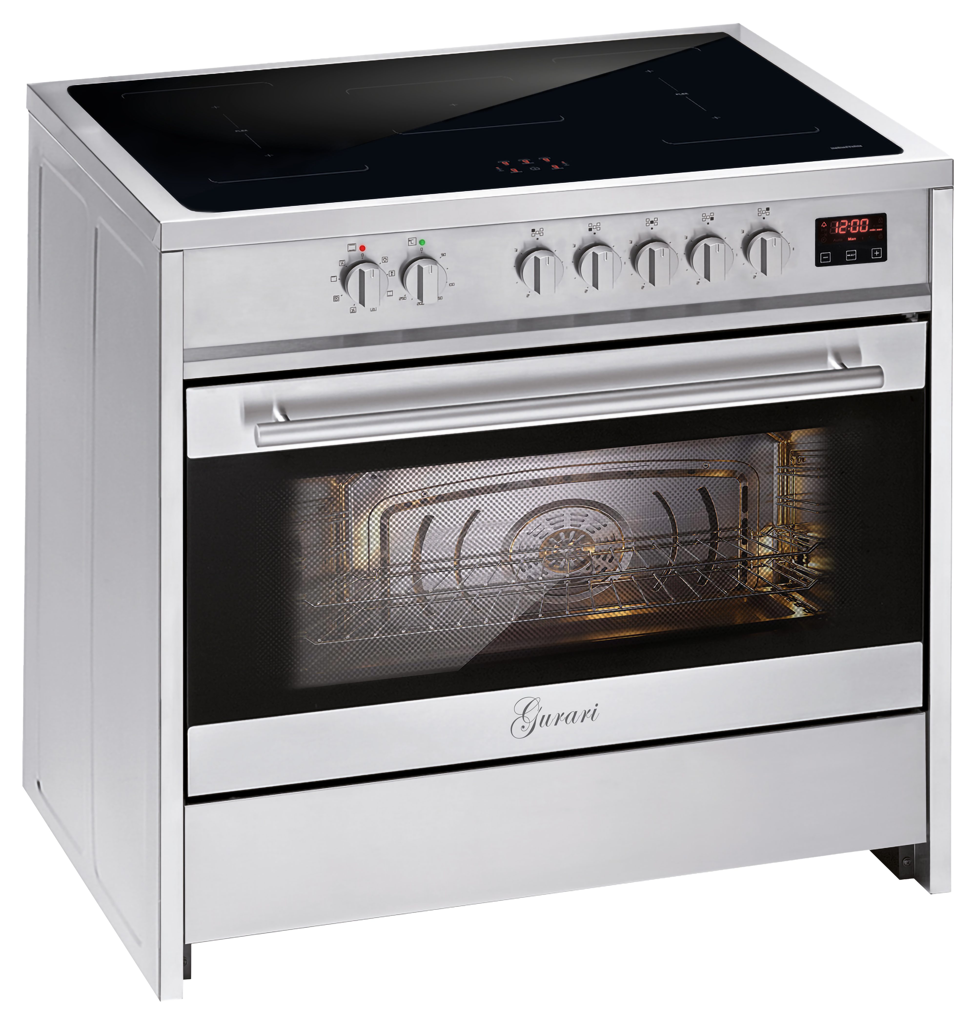 GURARI Induktions-Standherd GCH E 913 X, Induktions Standherd 90 cm/ FLEX ZONE/ Booster/ Range Coocker / 121L