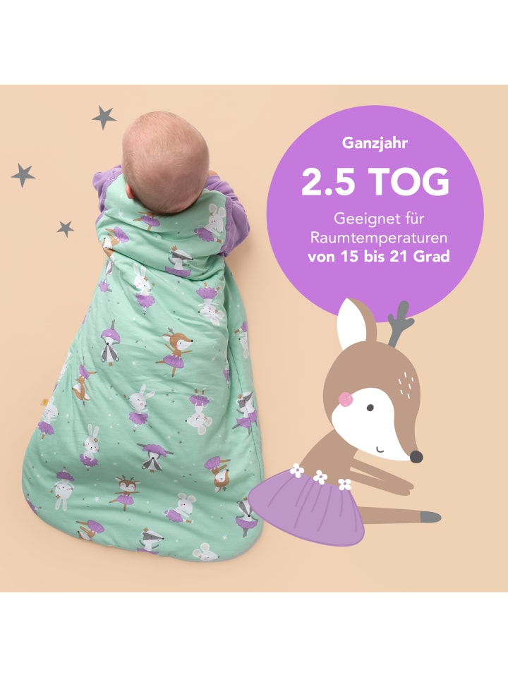 Schlummersack Babyschlafsack, 2.5 TOG in Mint-Lila günstig kaufen