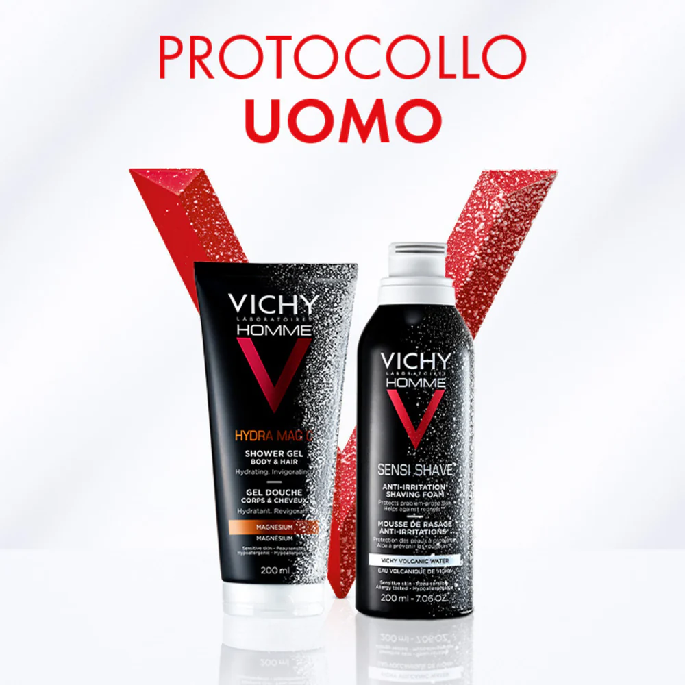 Vichy Homme Herren-Geschenkset Hydra Mag C Duschgel + Sensi Rasierschaum – Geschenkset für Gesicht und Körper, Bad und Dusche