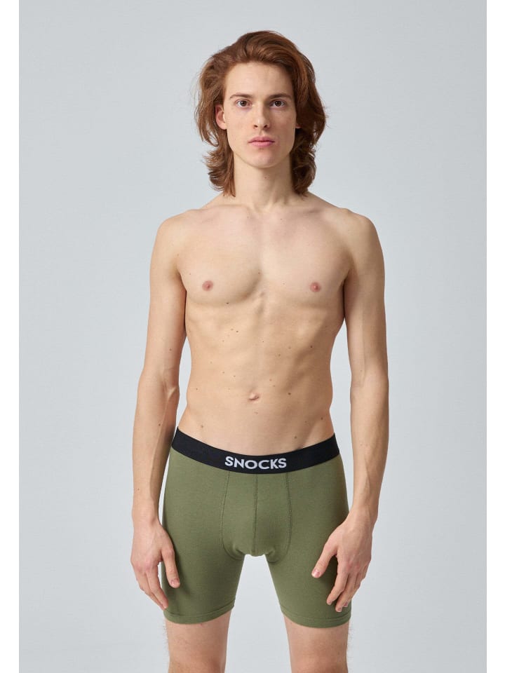 SNOCKS Lange Boxershorts 6 Stück in Mix (Rot/Olive/Blau) günstig kaufen