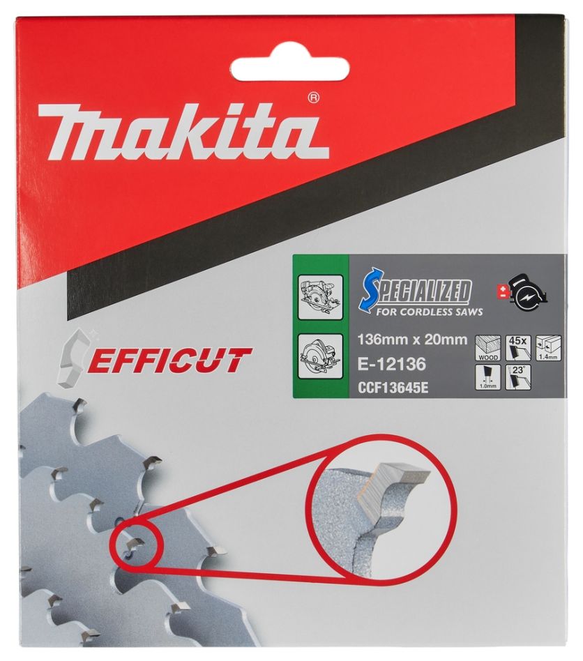 Makita Zubehör E-12136 Holzsägeblatt 136x20x1,5 45T