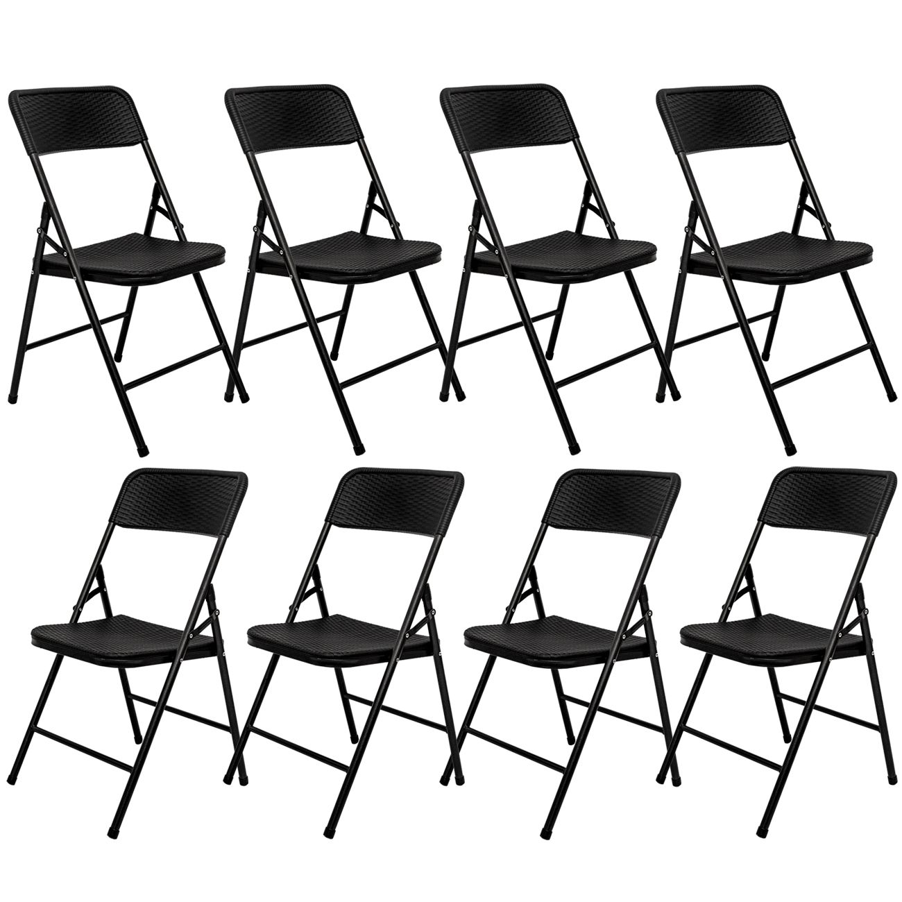 AMANKA 8 schwarze Rattan-Look Klappstühle
