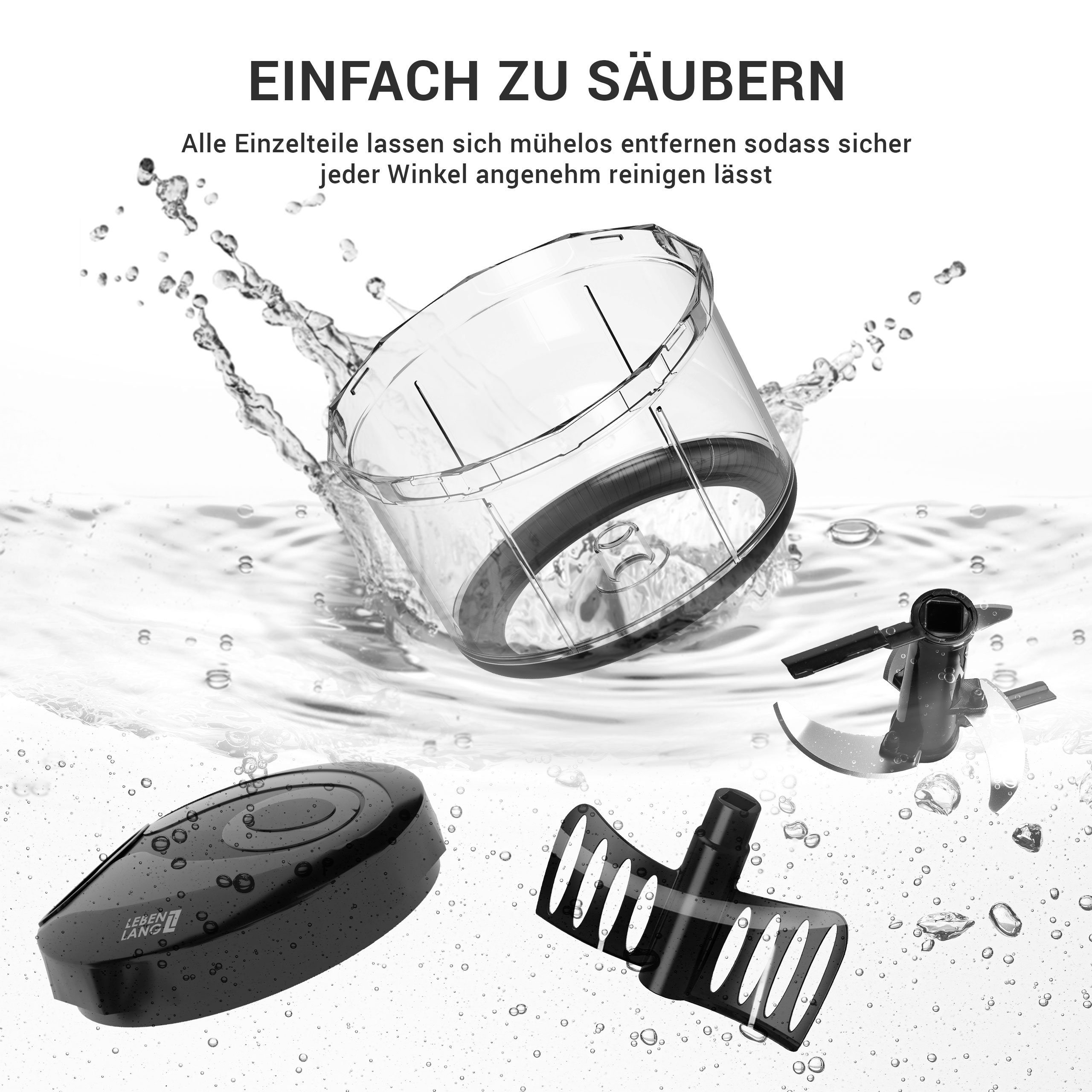 Lebenlang Zerkleinerer Multizerkleinerer Gemüse & Zwiebelschneider manuell -Obst Zerkleinerer, inkl. Schneebesen für Saucen & Rührei nie wieder Augentränen