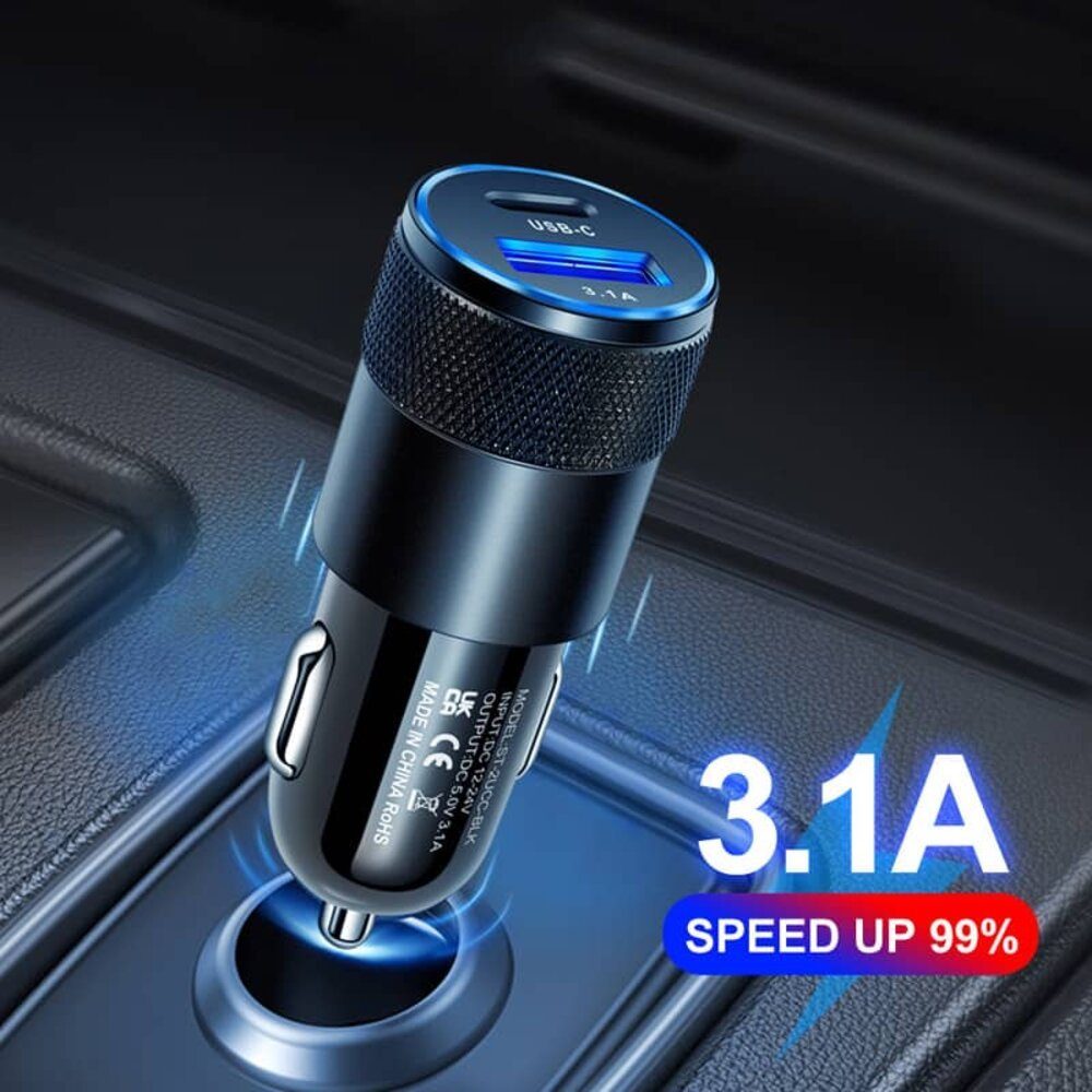 Gravizone Auto Ladegerät USB Typ C Ladeadapter KFZ Zigarettenanzünder KFZ-Adapter Usb zu Usb