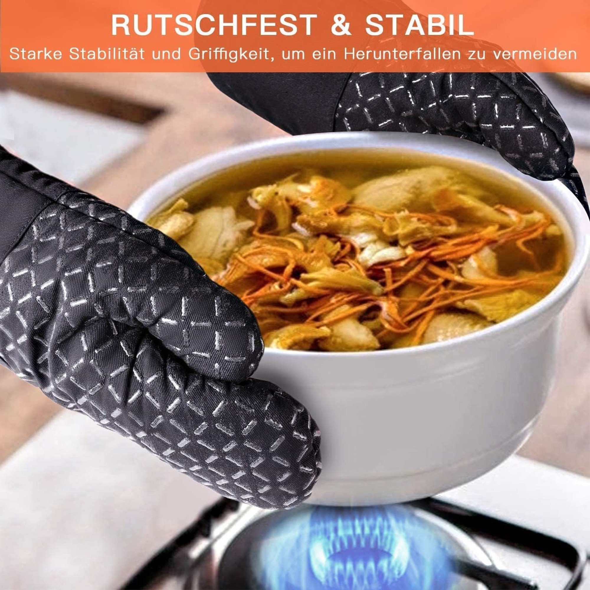 Tisoutec Topflappen Ofenhandschuhe Topflappen 4er Set, 360℃ Hitzebeständige Topfhandschuhe, Hitzebeständig,Gegen Verschmutzung