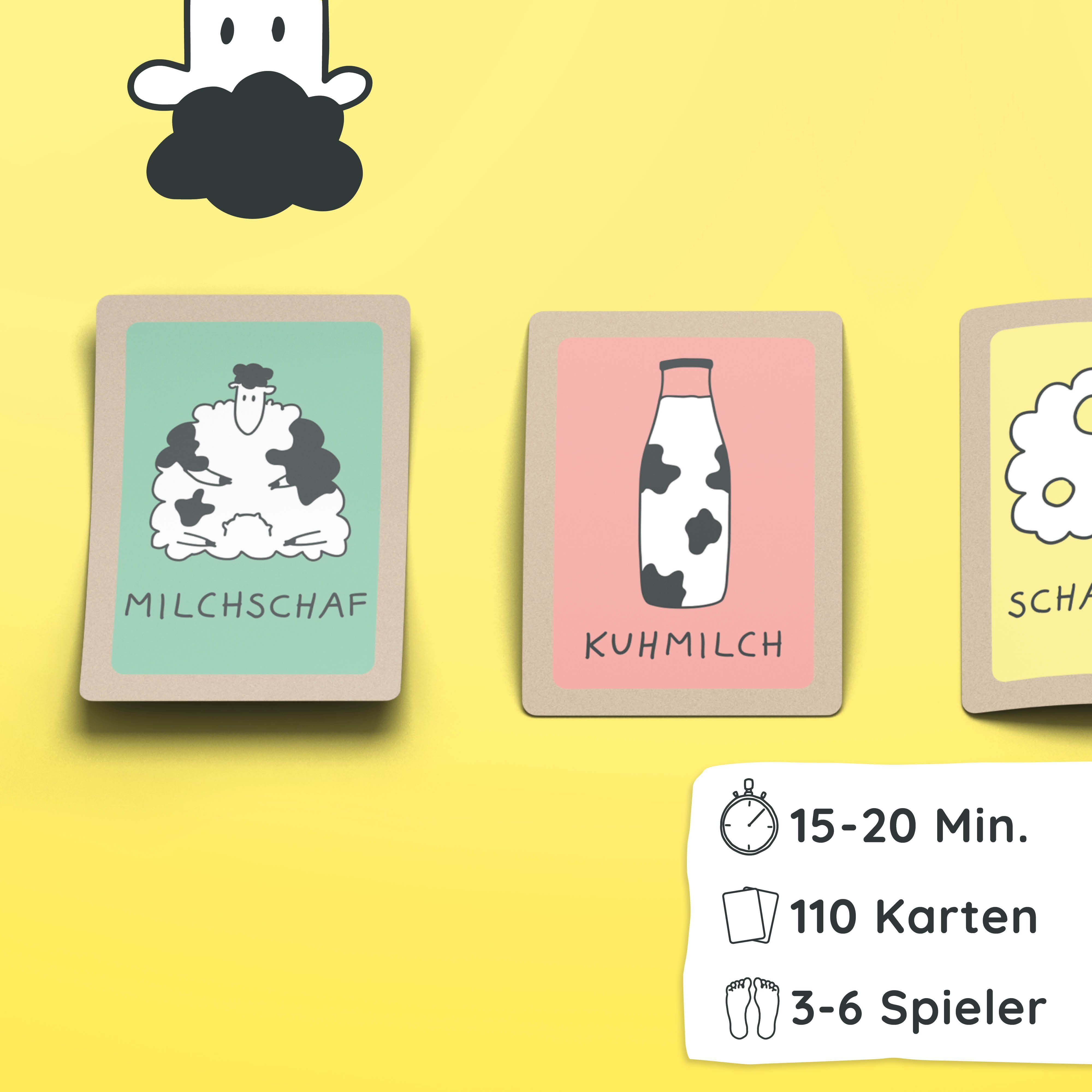 Pihu Spiel, Flottes Kartenspiel KUHMILCHSCHAFKÄSEFUß, Konzentrationsspiel - witziges Spiel für die Familie