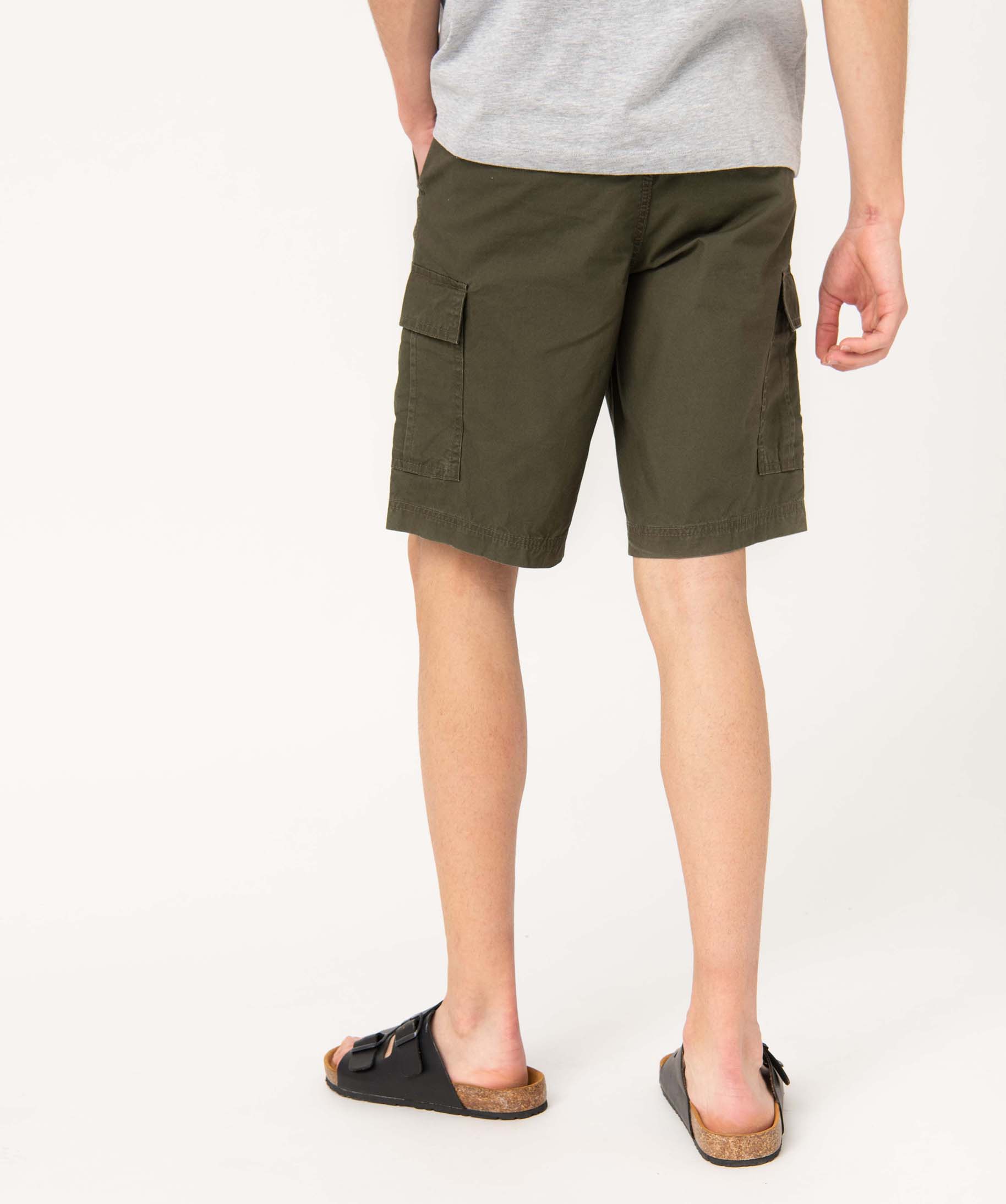 Bermuda homme cargo en toile délavée kaki | GEMO