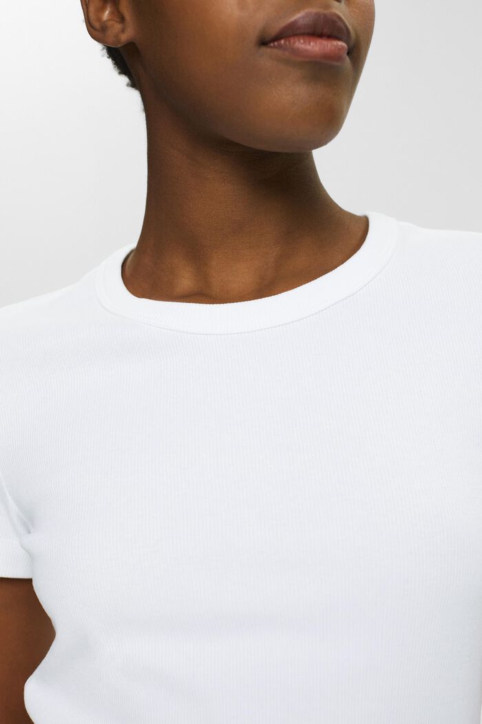 T-Shirt mit geripptem Rundhalsausschnitt