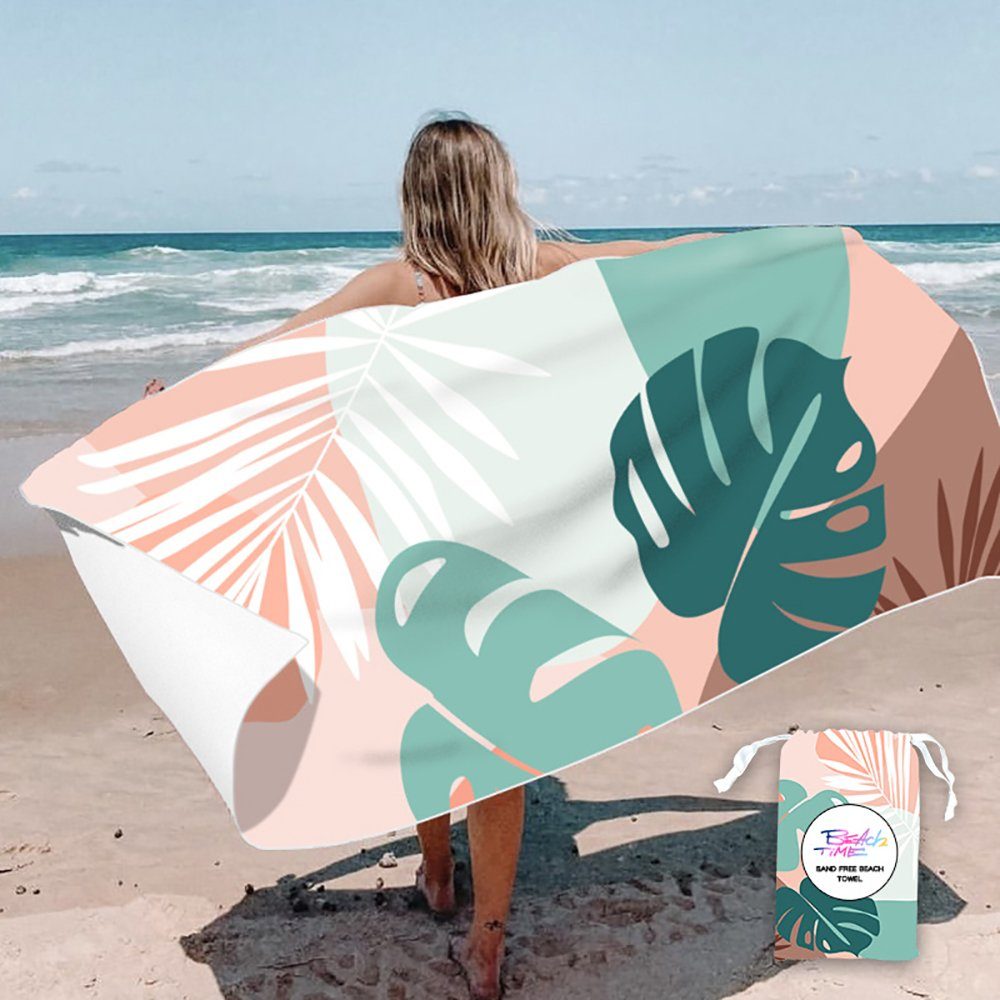 SCOHOME Strandtücher Strandtuch Mikrofaser Handtuch, Badetuch Groß 160x80cm, Polyesterfaser (1-St), Verstaubares Badetuch Schnelle Absorption