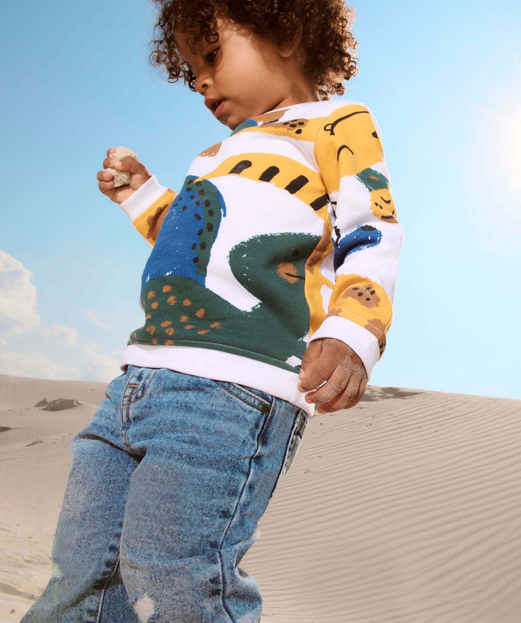 Sweat en molleton doux avec motifs bébé Garçon blanc | GEMO