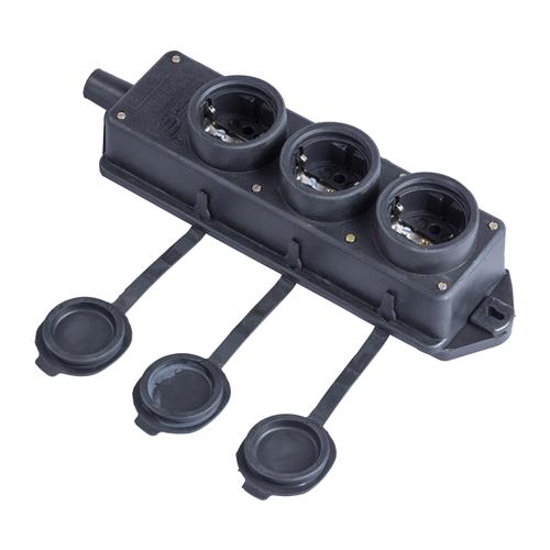 Conector Connectra 46.400, bloque de enchufes de goma de 3 vías sin cable.
