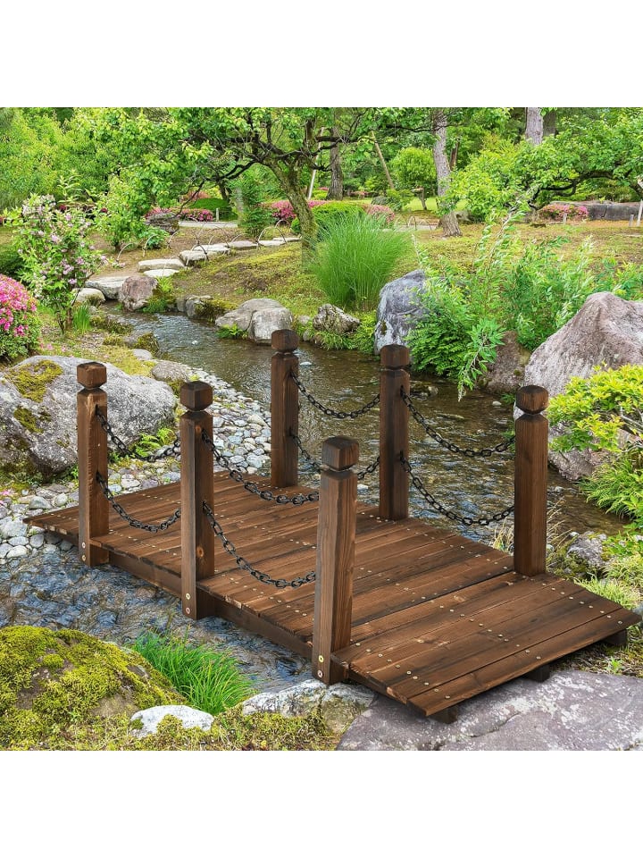 COSTWAY Gartenbrücke 151x67x55cm in Braun günstig kaufen onesize
