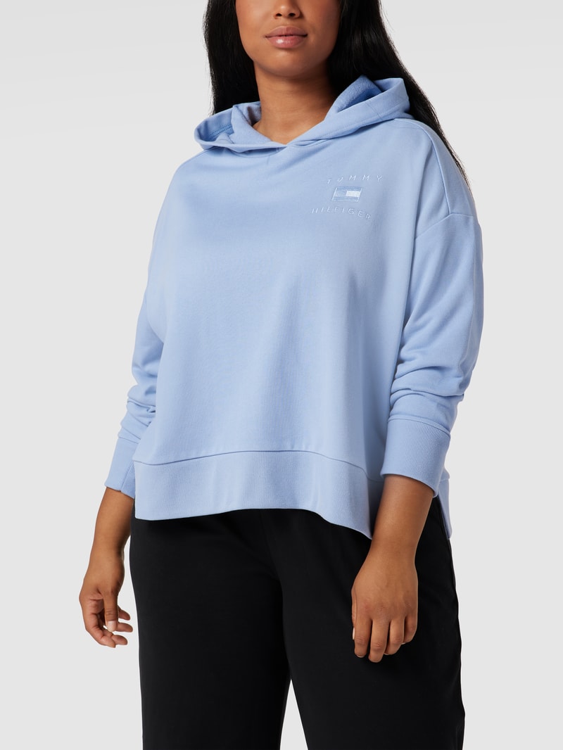 PLUS SIZE Hoodie mit Label-Stitching in hellblau