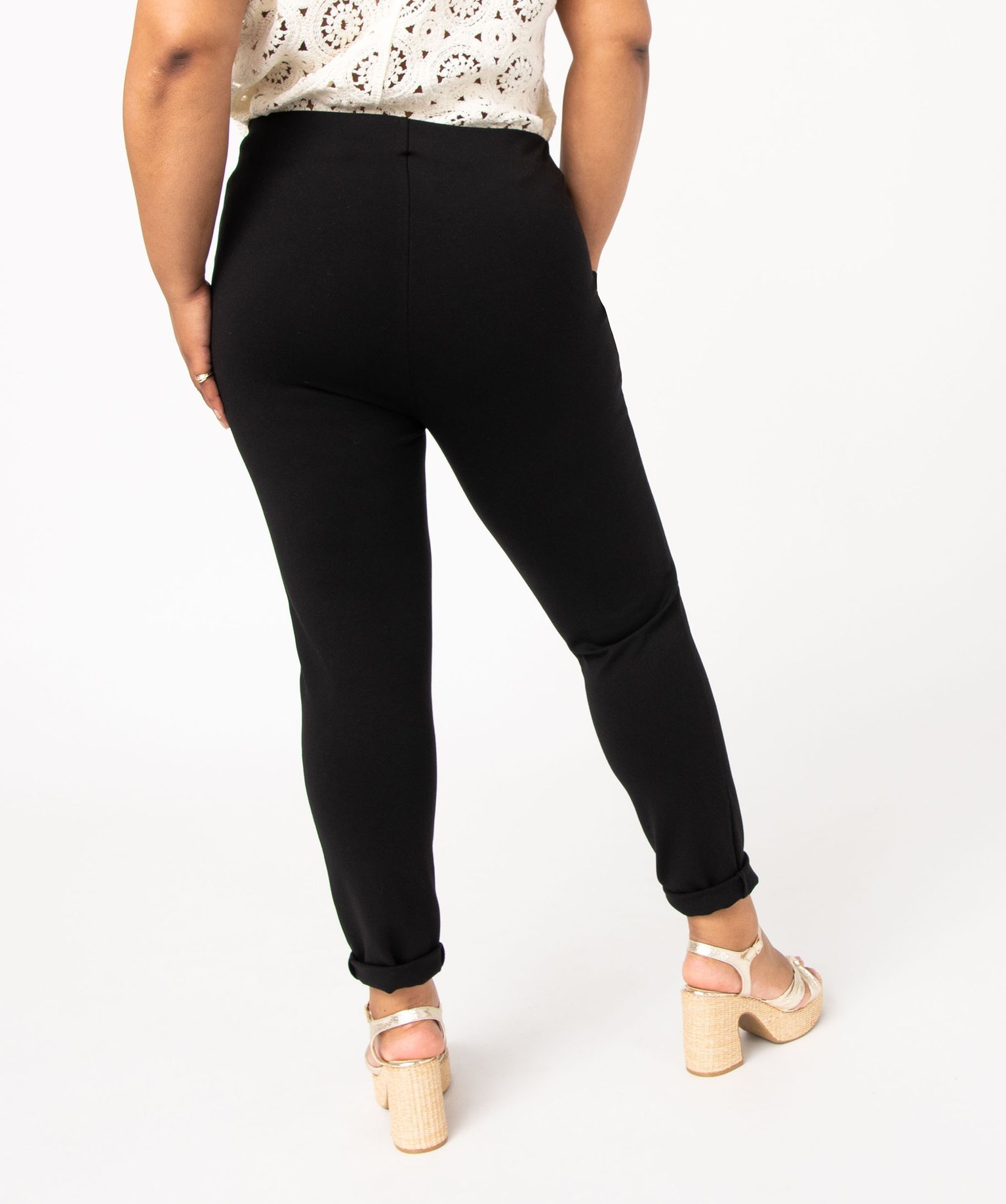 Leggings à pont femme grande taille noir | GEMO