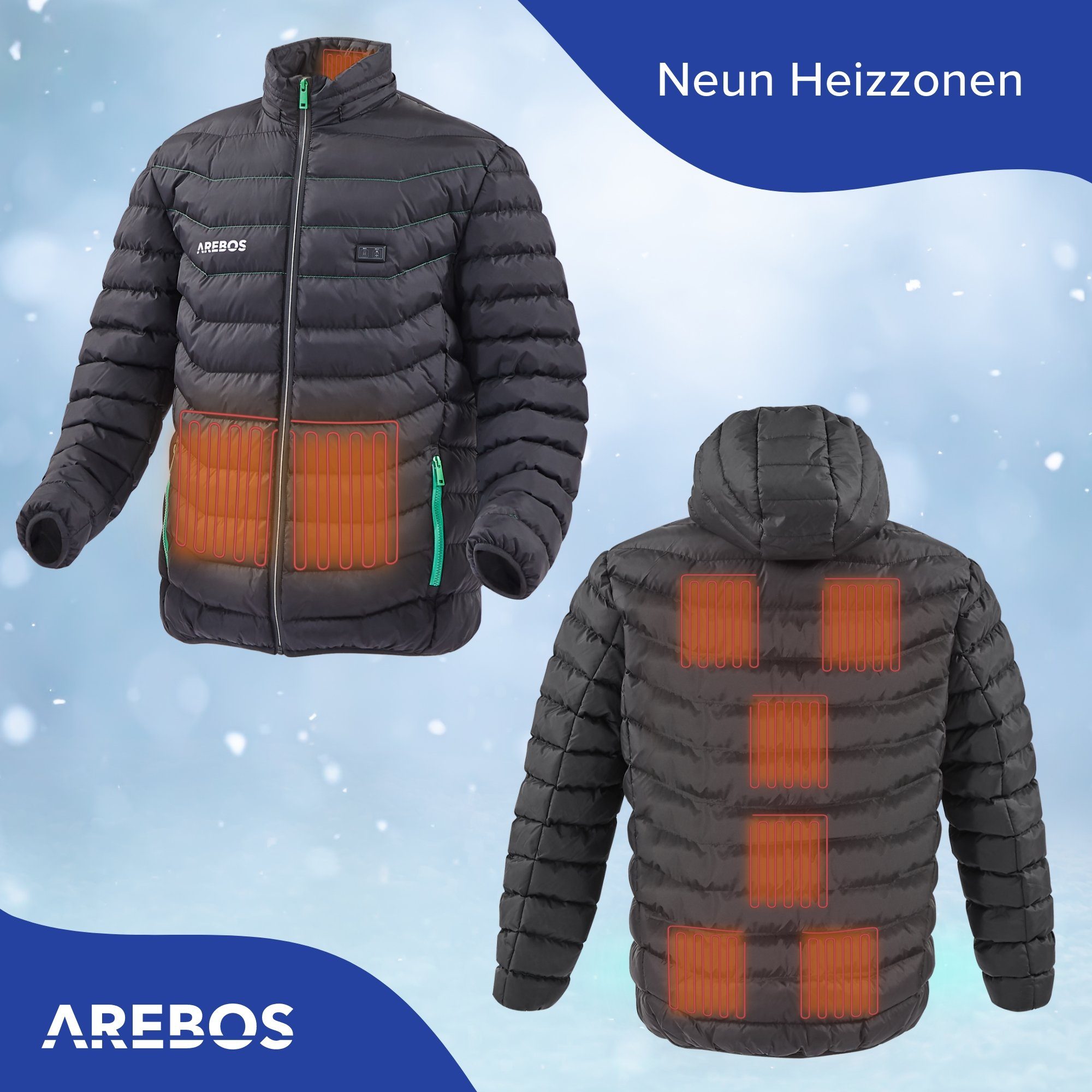 Arebos Arbeitsjacke Akku-Thermojacke Winterjacke Outdoor Jacke beheizbar Unisex (Stück)