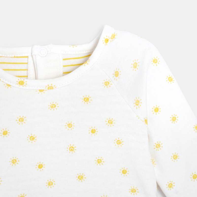 Combinaison effet 2 en 1 bébé garçon en coton bio blanc Absorba