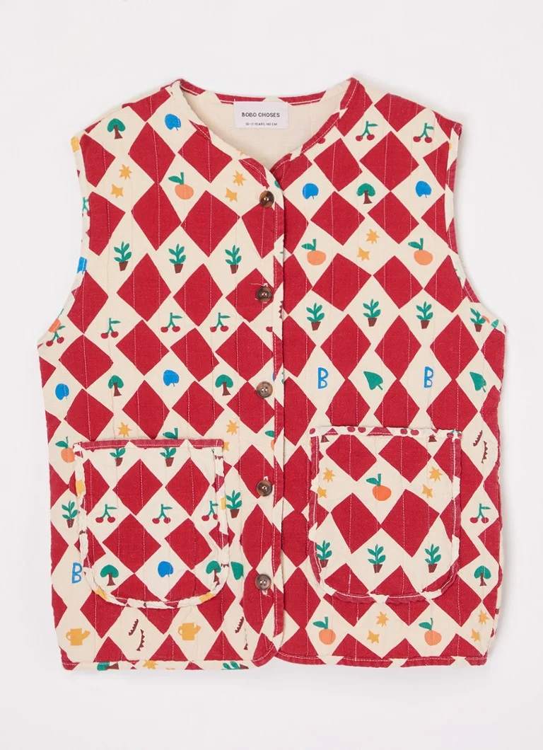 BOBO CHOSES  Harlequin gilet met print