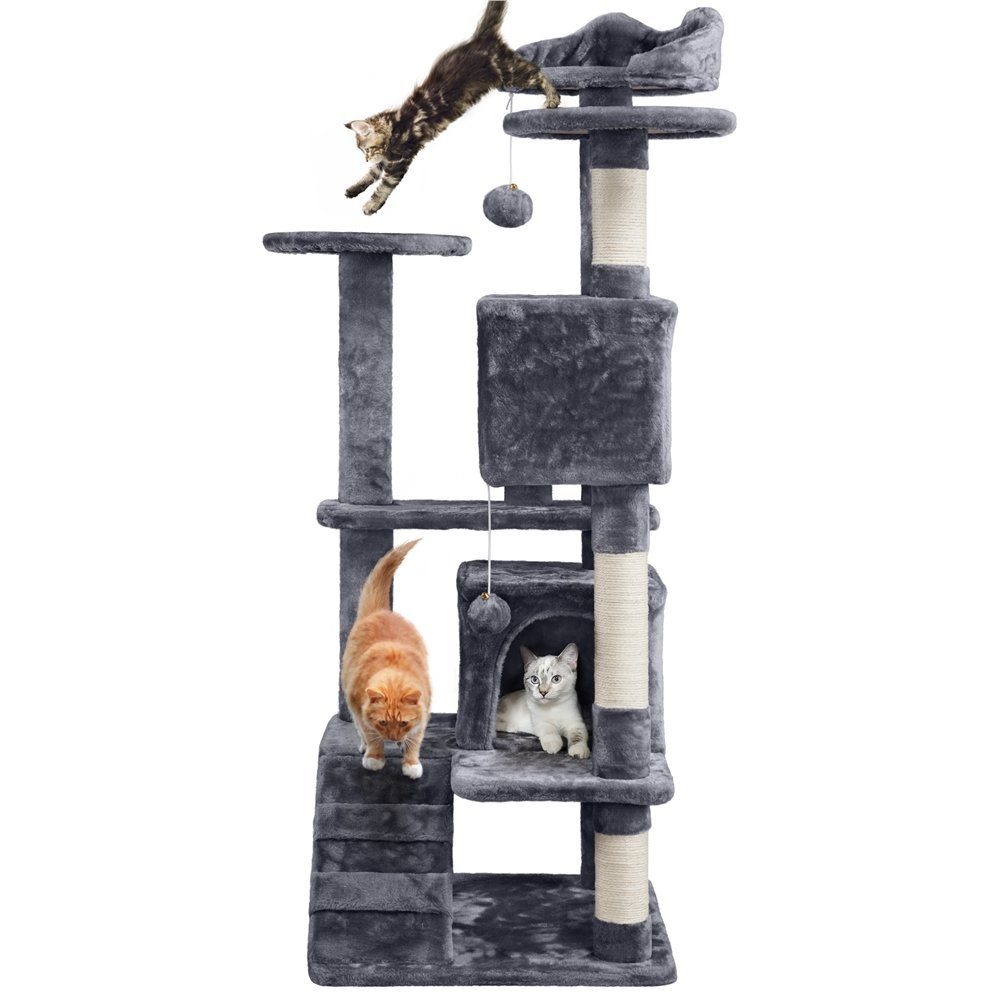 Yaheetech Kratzbaum, Stabiler Katzenbaum, Kletterbaum für Katzen Höhe 137 cm