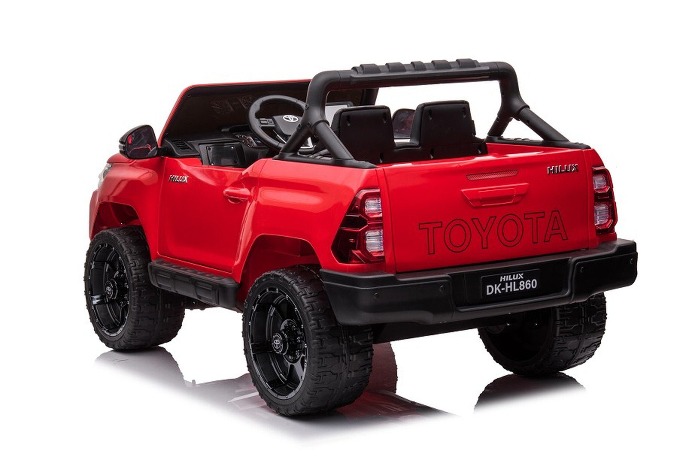 TPFLiving electric children's car Toyota Hilux - motor: 4 x 12V - battery: 1 x 12 Volt/14Ah, load capacity 40 kg, children's car - electric car with leather seat and seat belt