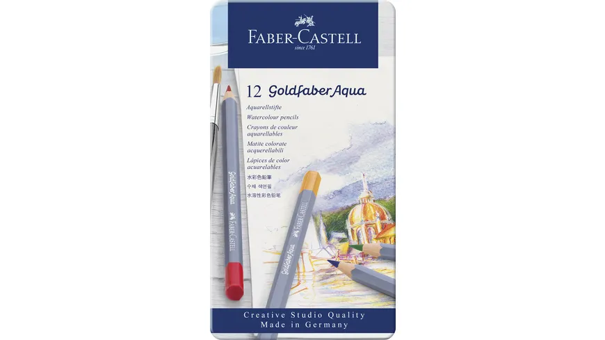 FABER-CASTELL  Aquarellstift Goldfaber Aqua 12-Metalletui