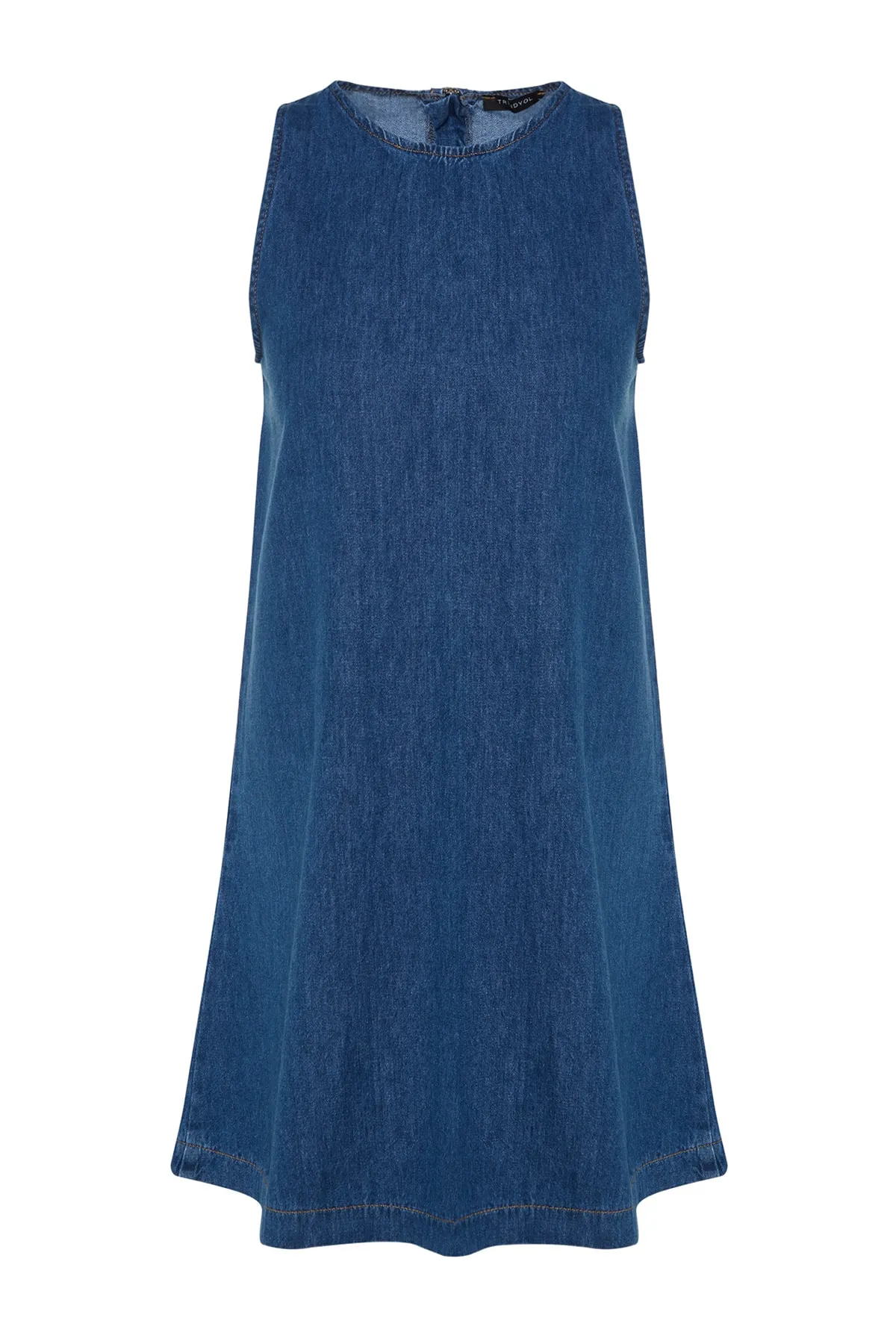 Trendyol Collection  Dunkelblaues, plissiertes Jeanskleid TWOSS23EL01942