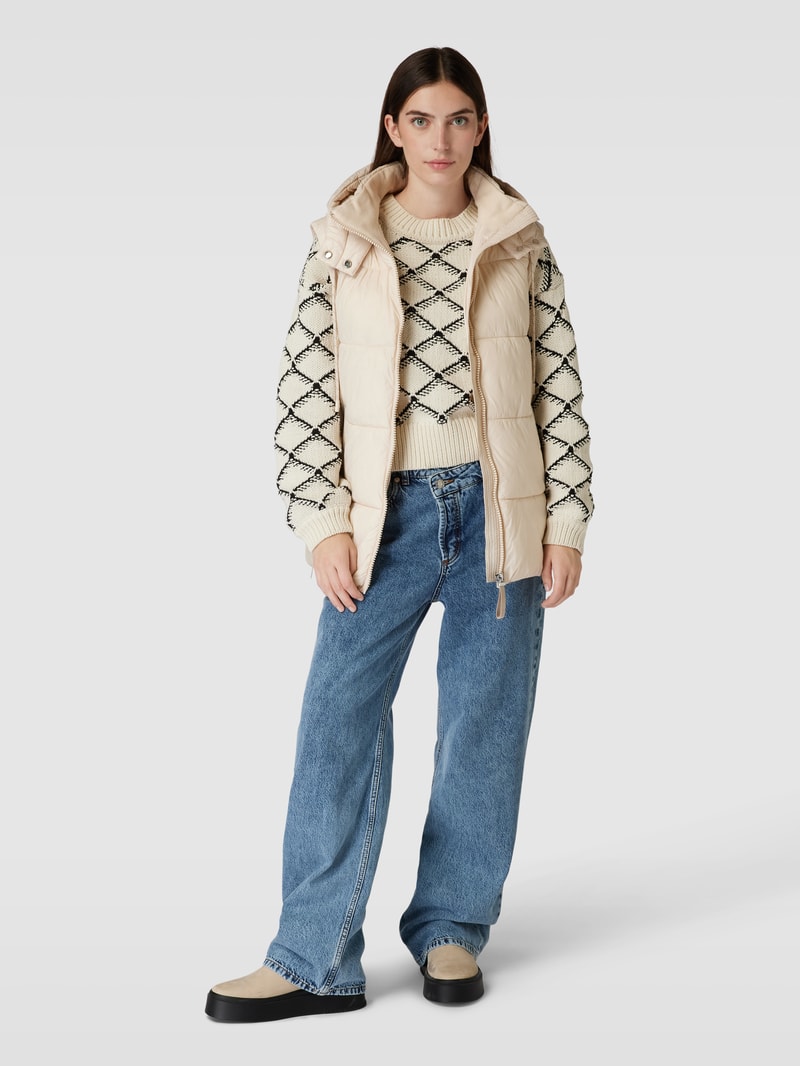 Steppweste mit Kapuze in beige